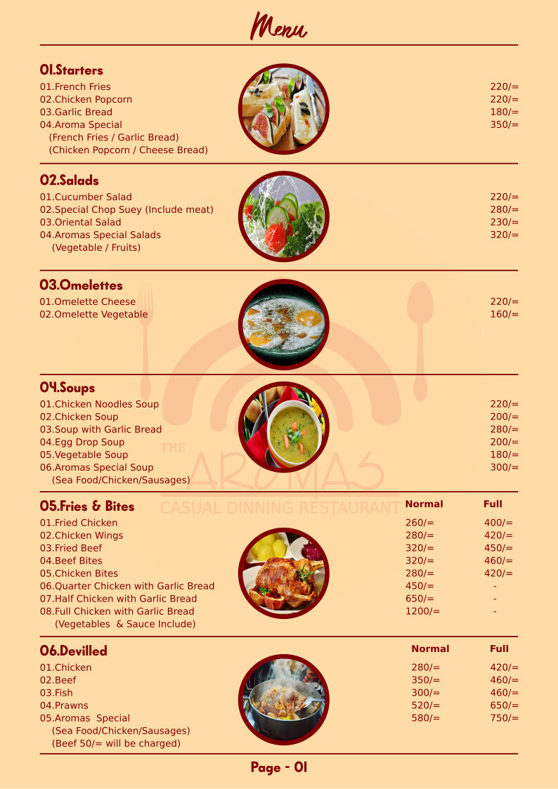 Restaurant menu card sale