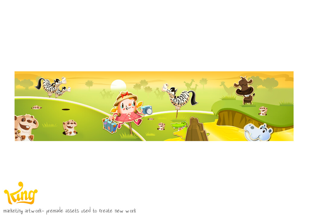 Candy Crush Sage banner for Apple to use on various platforms. Required complete background and edits of all previously created characters; color and design
