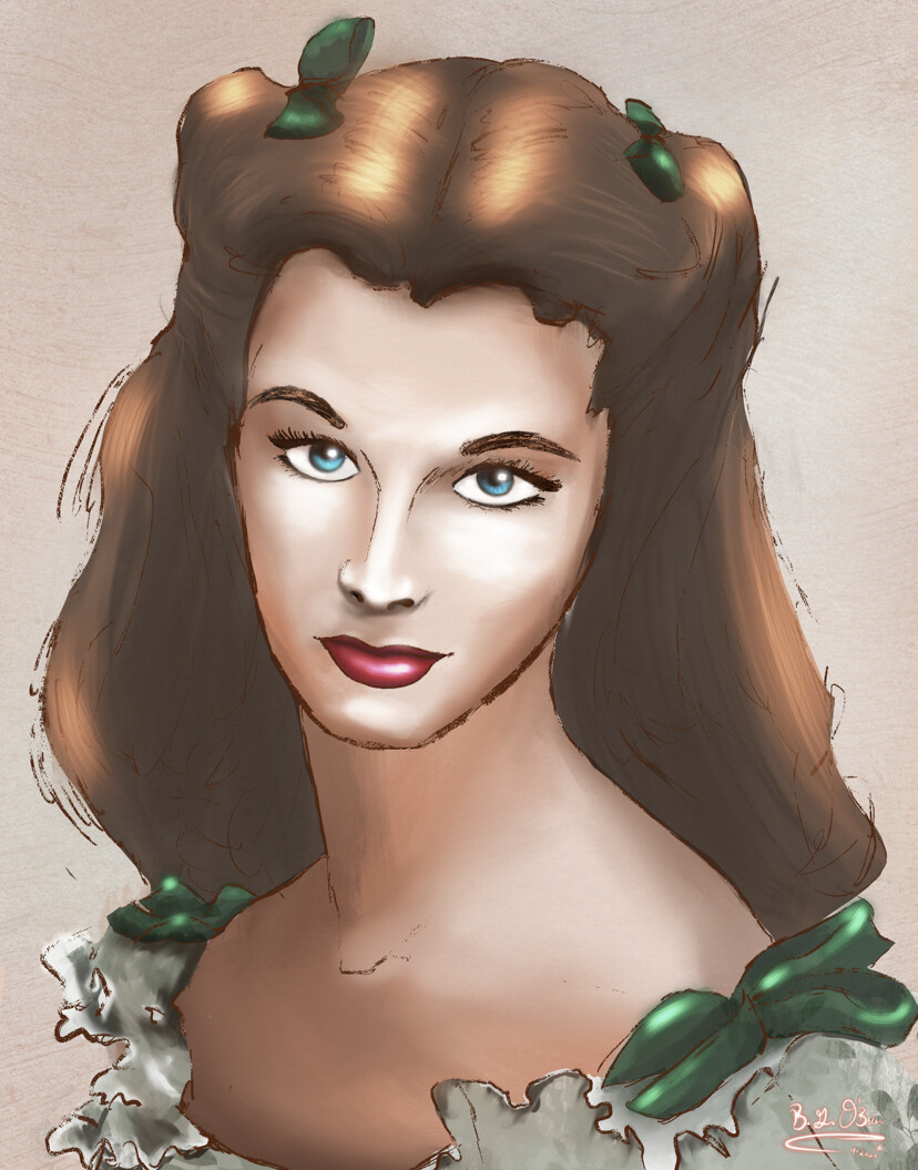 Consulting_Artist (B. G. O'Brien) - Portrait of Vivien Leigh as Scarlett O'Hara Consulting_Artist (B. G. O'Brien) - Portrait of Vivien Leigh as Scarlett O'Hara