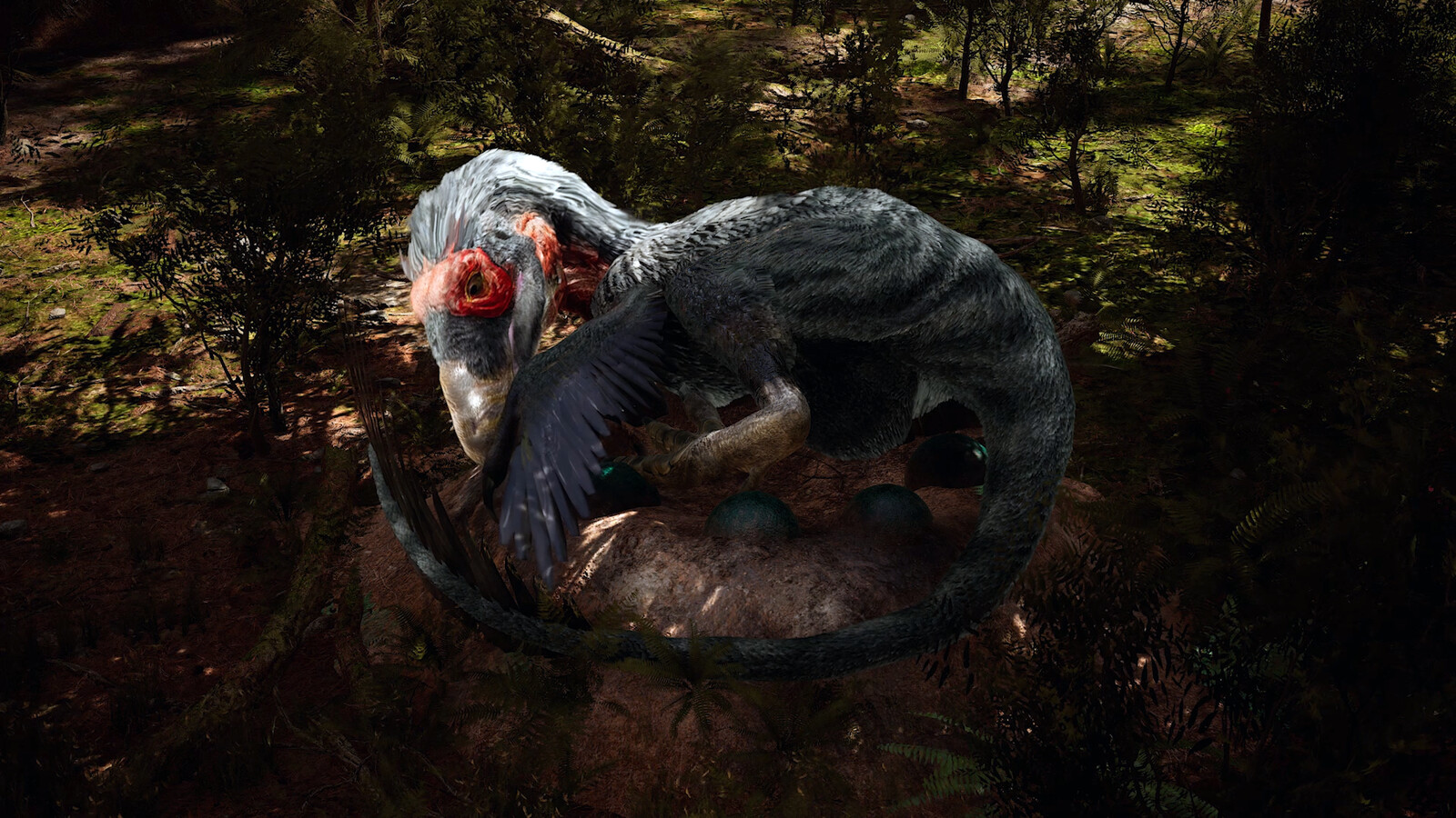 Deinonychus cleaning its feathers. The classic Tenontosaurus n.1 enemy, but not this time... The famous "sleeping" Mei long specimens are the main inspiration for this scene.