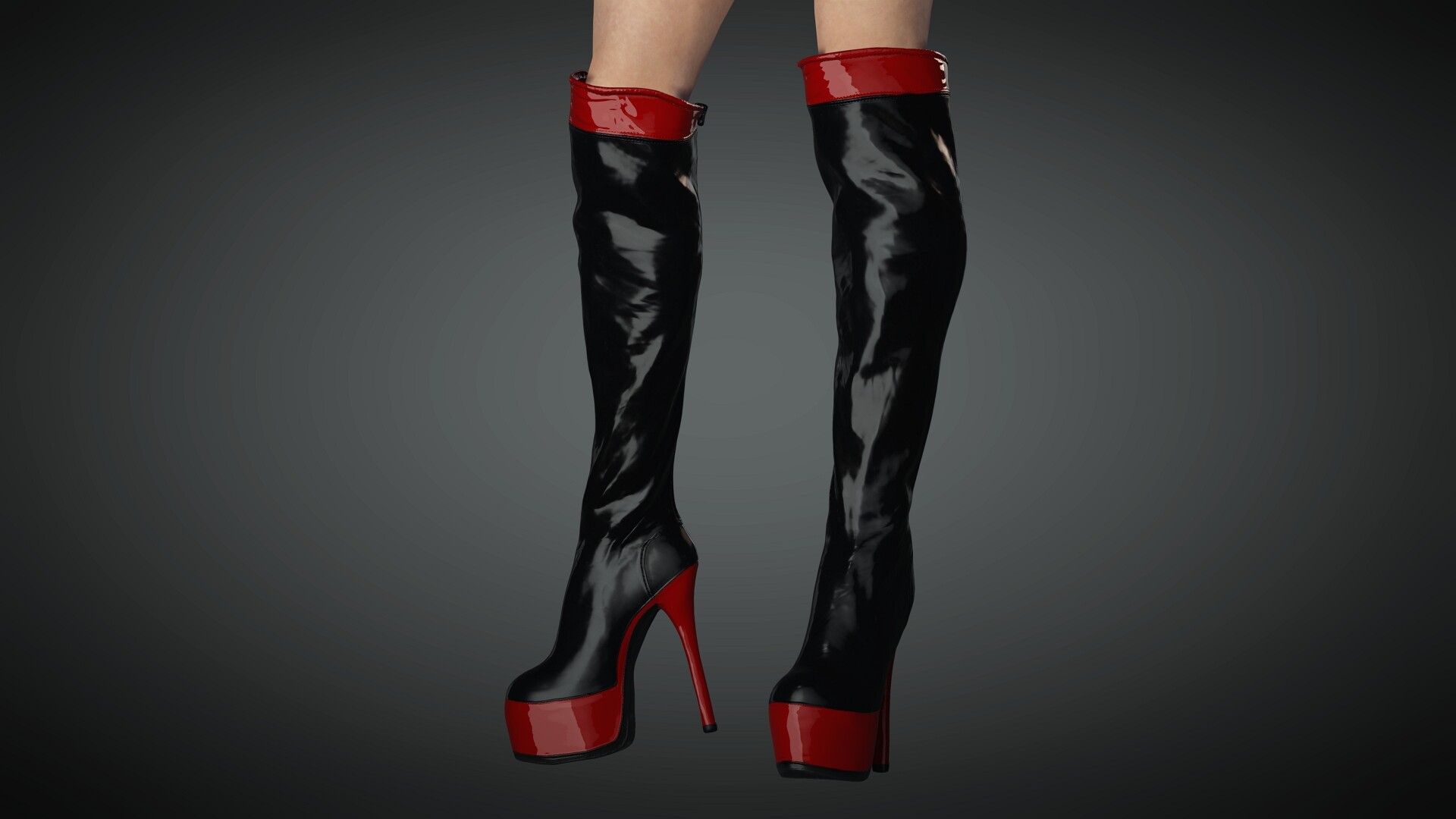 ArtStation - High Tight Boots 1996 Latex Red Black for Character Creator