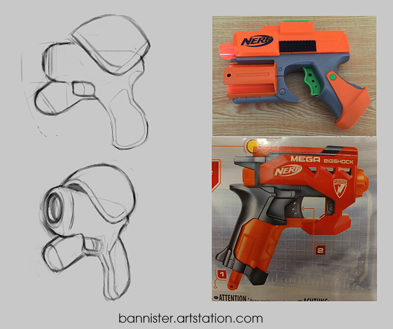 Character B's gun early concept with reference