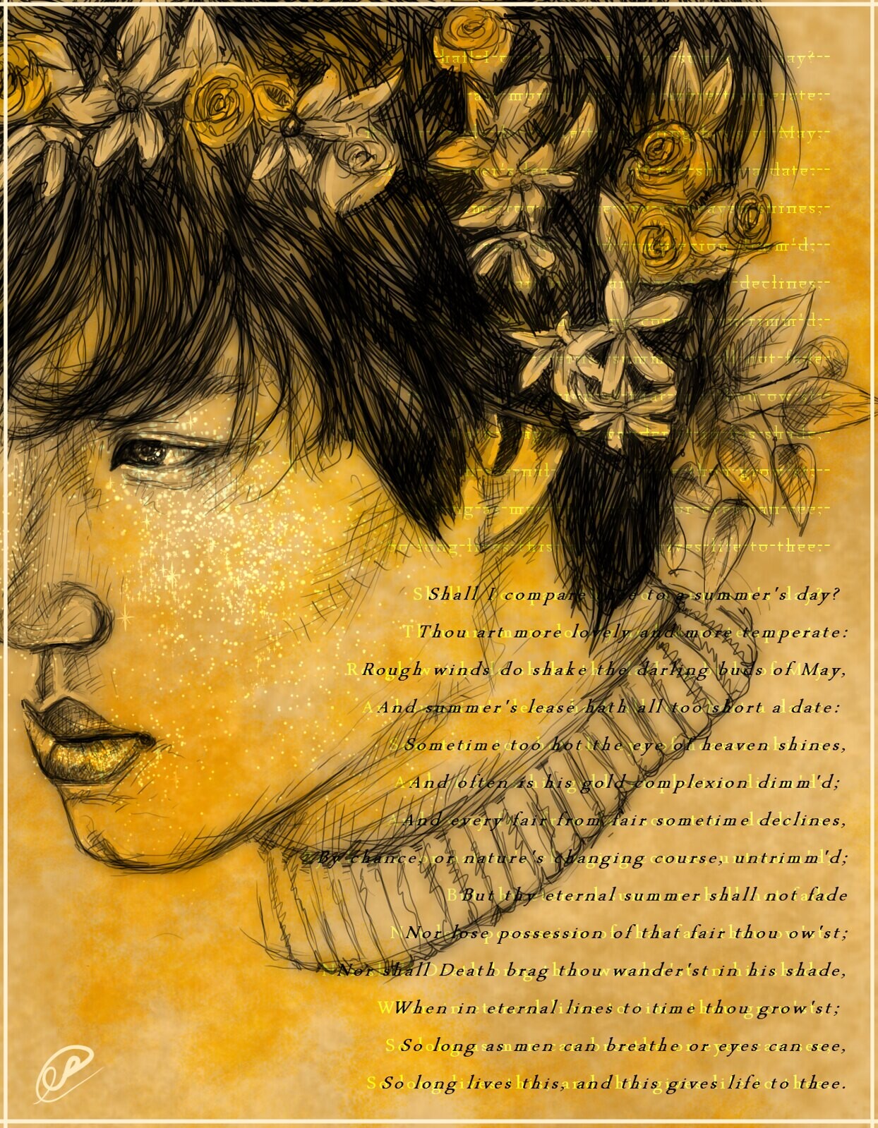 D.O EXO in GOLD Fan Art Print