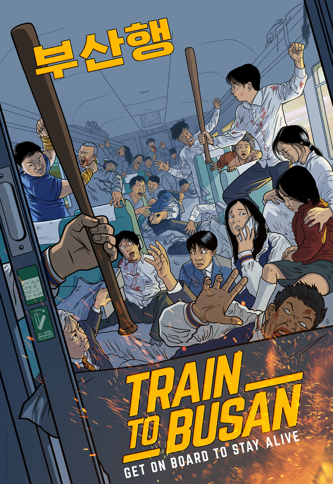 Alternate poster for « Train to Busan », the korean zombie movie.
The composition is based on the original movie poster of The Taking of the Pelham one two three (1974)