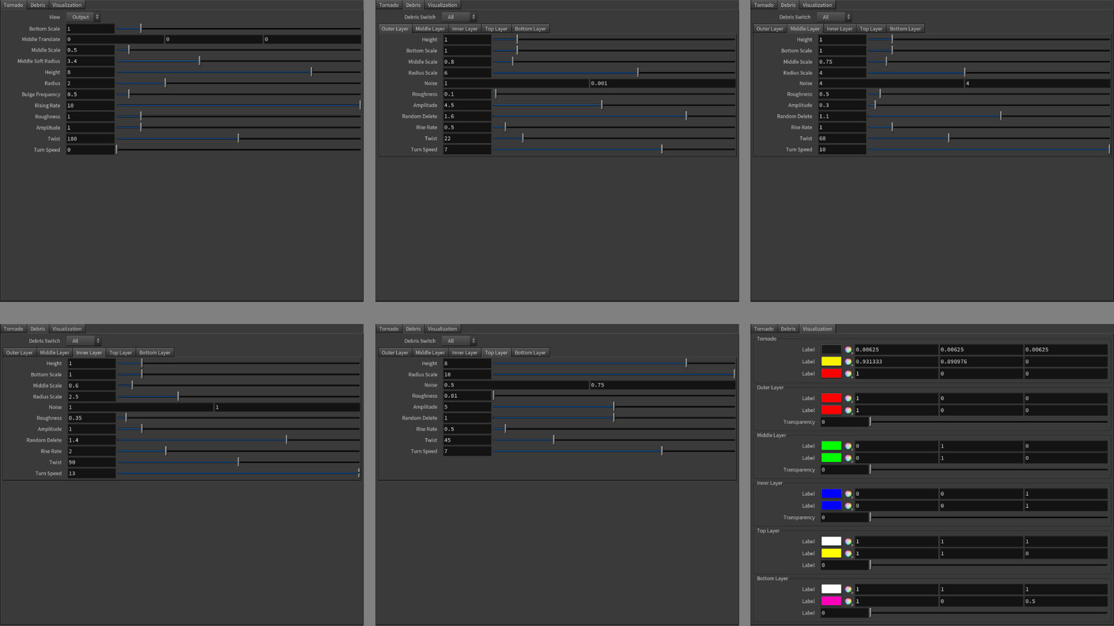 A comp of the parameters. The artist has a lot of control over the whole thing.