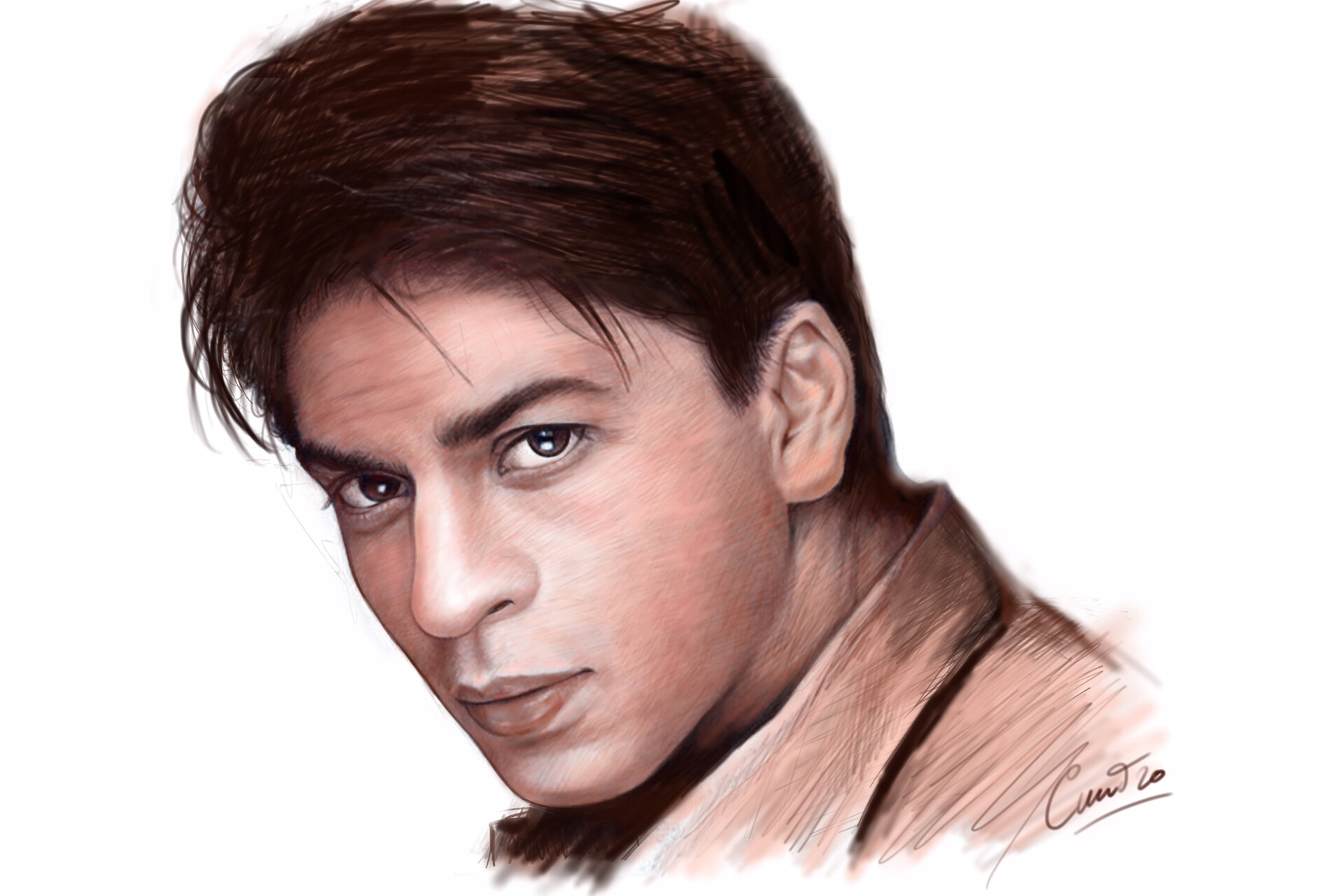 Bollywood Super Star Shahrukh Khan- Pencil Sketch By Shivkumar Menon,  Drawing Fine Art for Sell