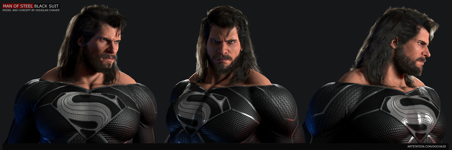 Man of Steel Black Suit by DouglasChaves, Character Art, 3D