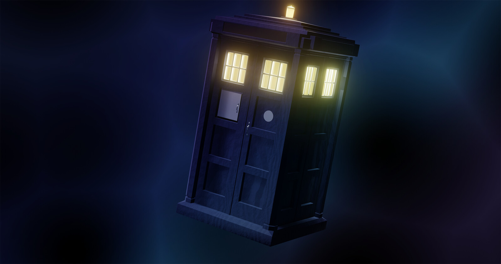 A reproduction of the Tardis from the Tv show Doctor Who