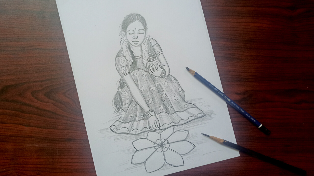 ArtStation Girl with kolam