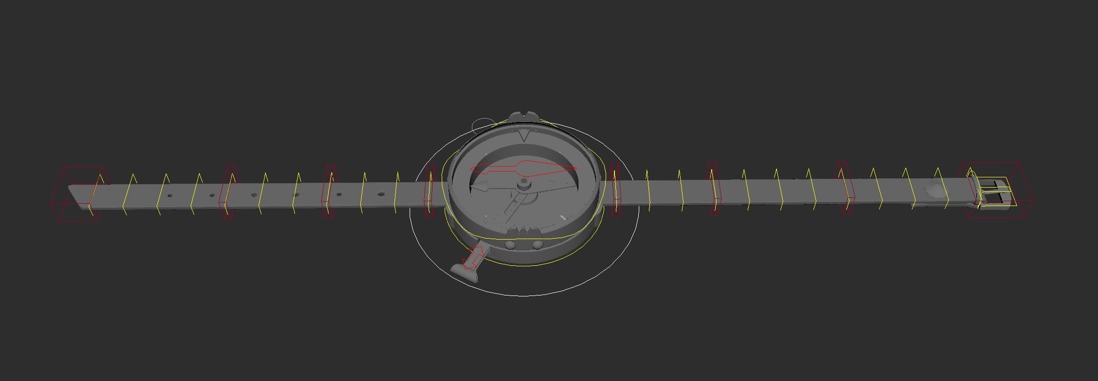 Rigg that allows the compass to be positioned in any way desired or just simply sit on a character's hand.
