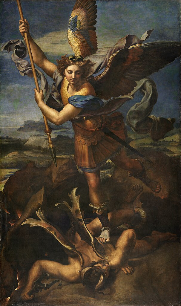 Original Raphael Painting--St Michael Vanquishing Satan