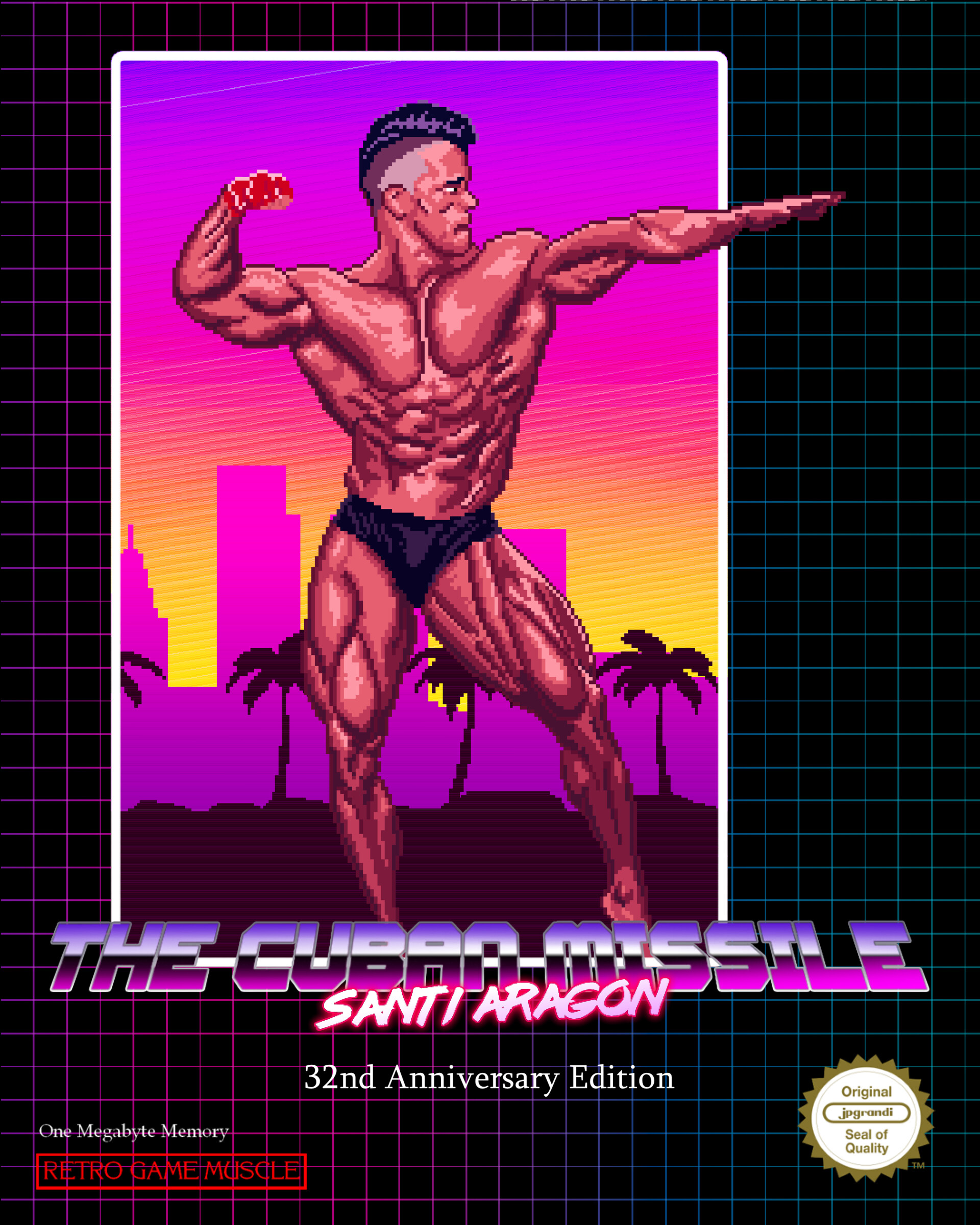 Joao Pedro Grandinetti Retro Game Cover Poster Of Pro Bodybuilder Santi Aragon The Cuban Missile