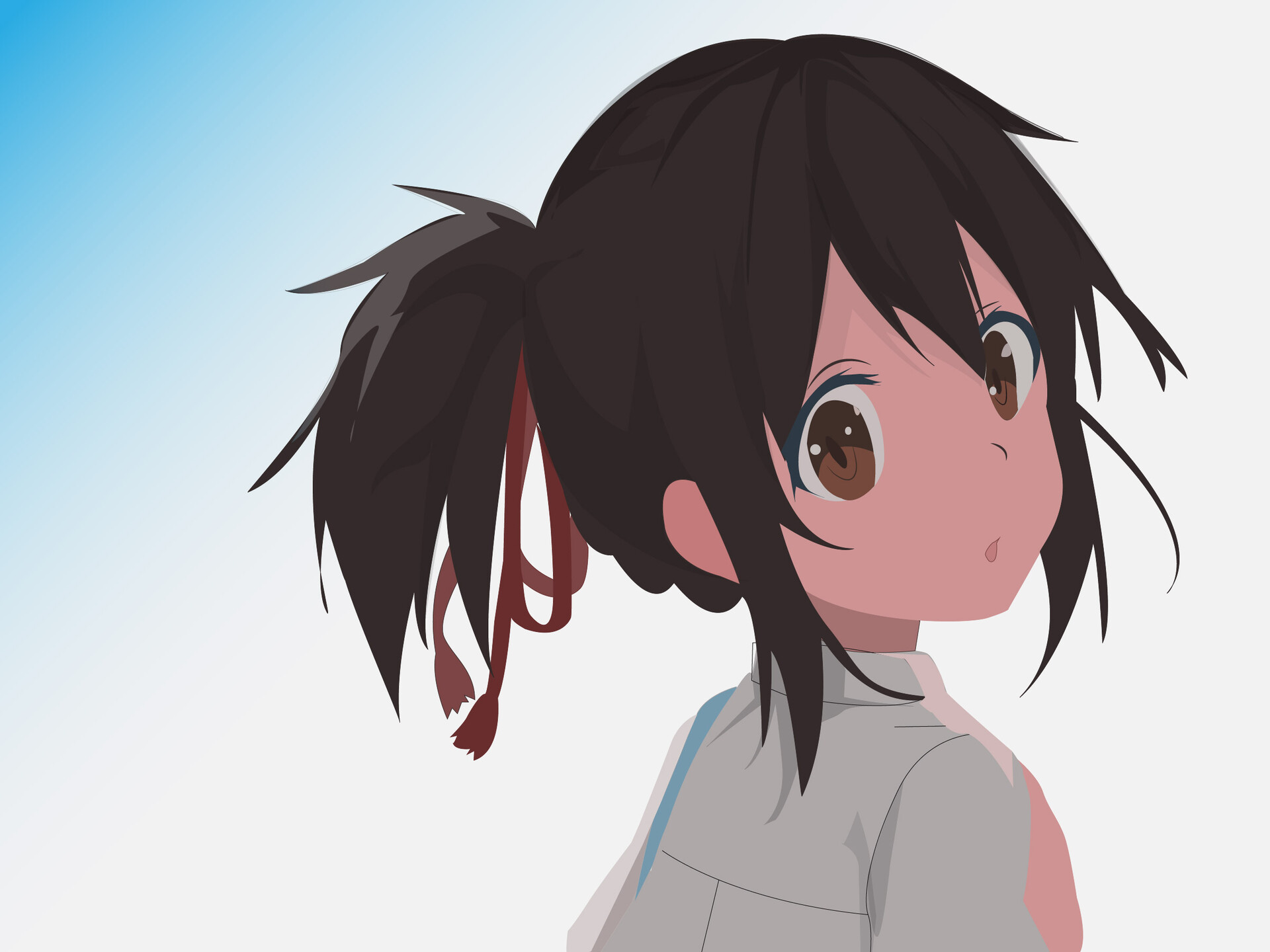 ArtStation - anime character illustration -mitsuha from your name