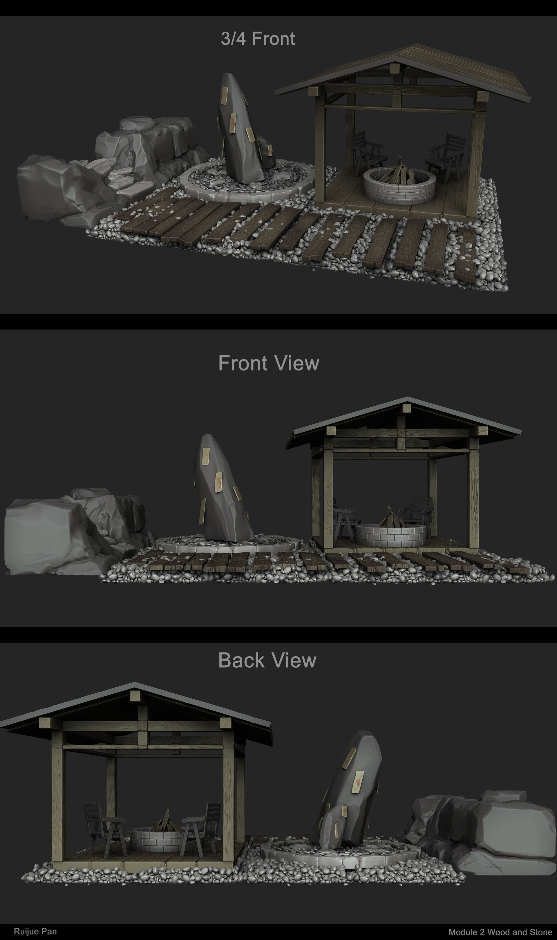 Ruijue "R.Pan" Pan Wood and Stone ZBrush Practice