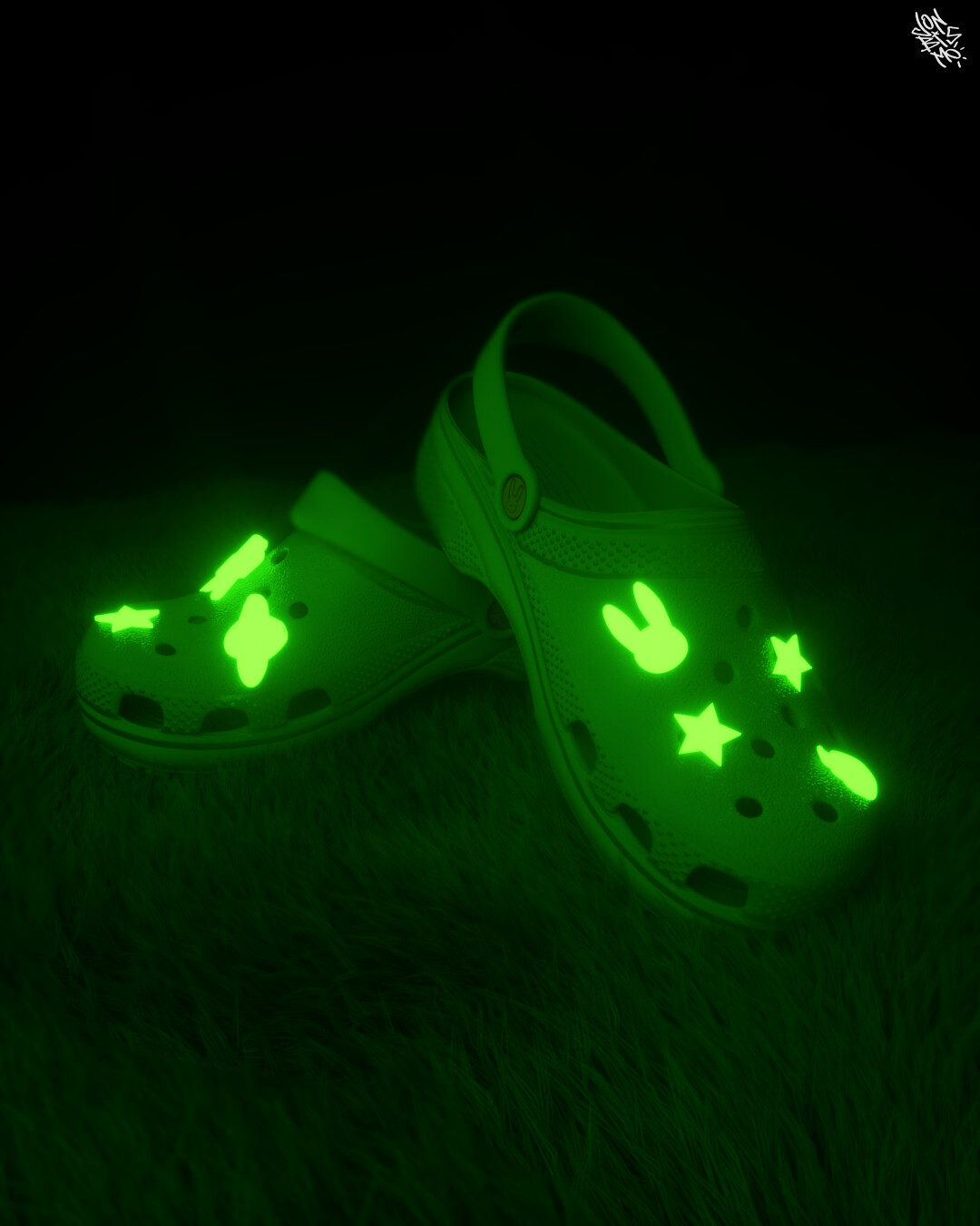 jonbismo Jon Benet . BAD BUNNY X CROCS 3D RENDERS
