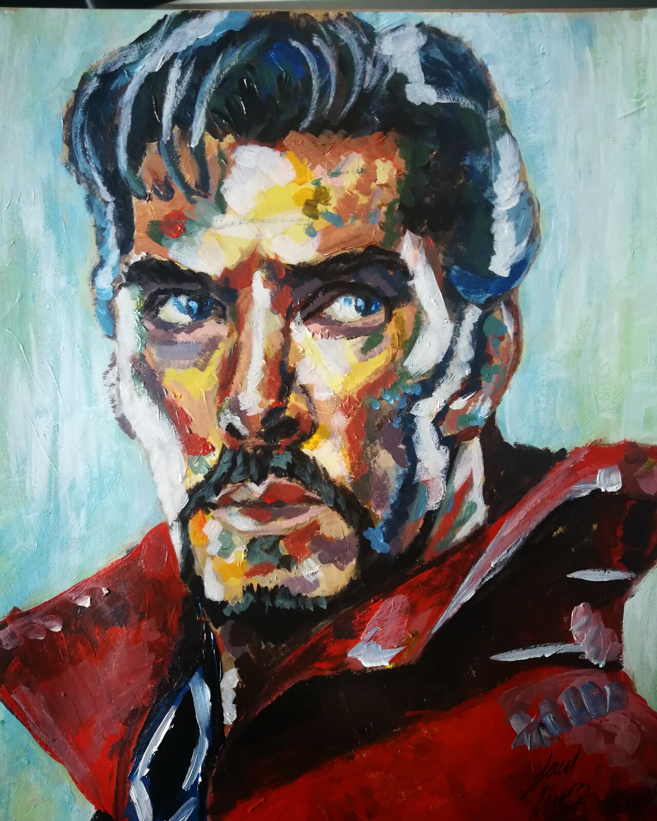 Painting of Doctor Strange, acrylic on board.