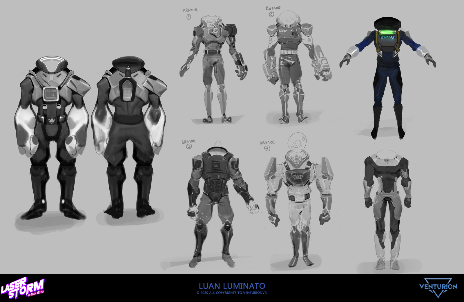 These are some of the early explorations. We wasn't so sure about the armour stuff because we could sofer a lot with clamping. So we thought to make some kind of suit  