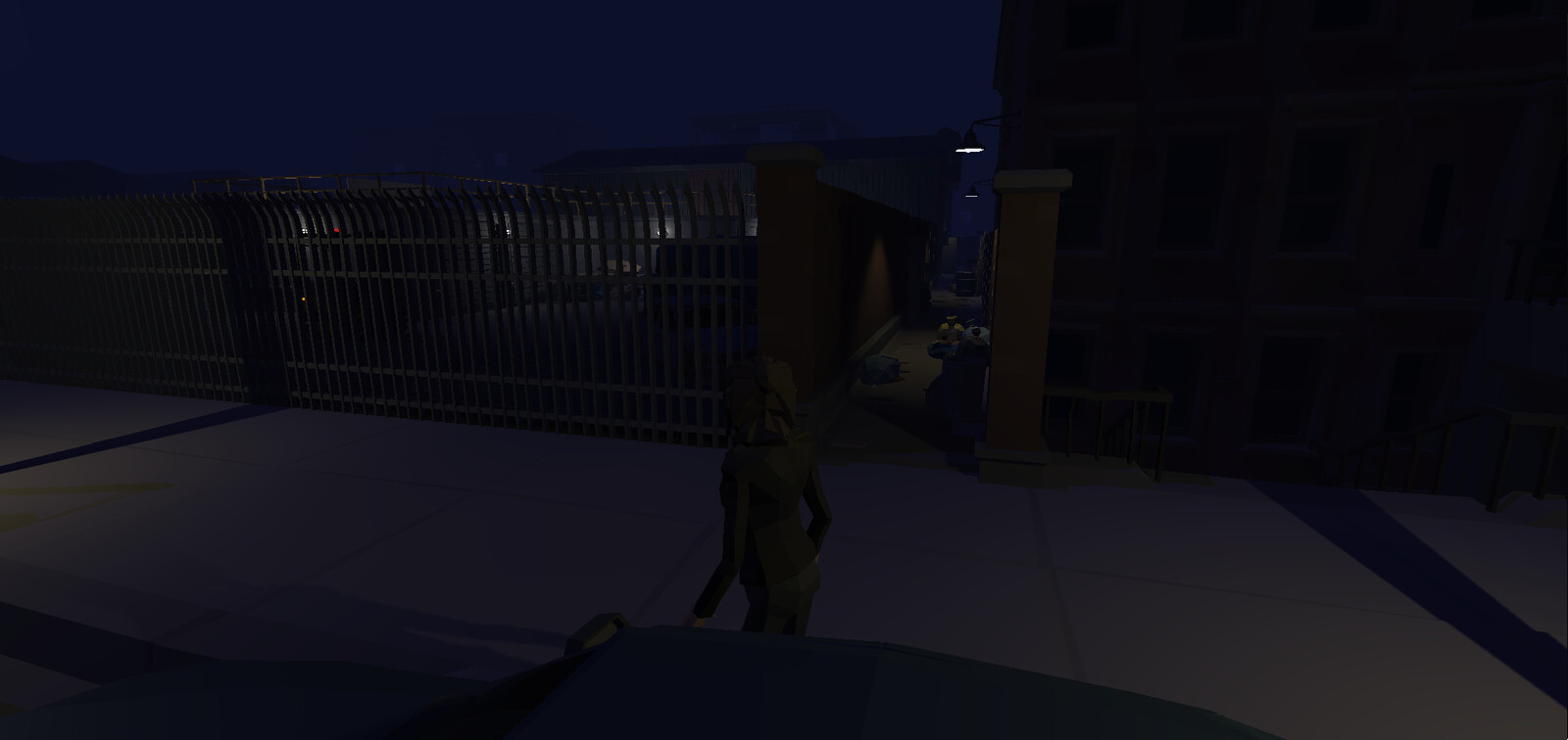 the starting point starts near the car in which the detectives arrived, the camera immediately shows us several ways to get to the warehouse, the black exit or go through the front