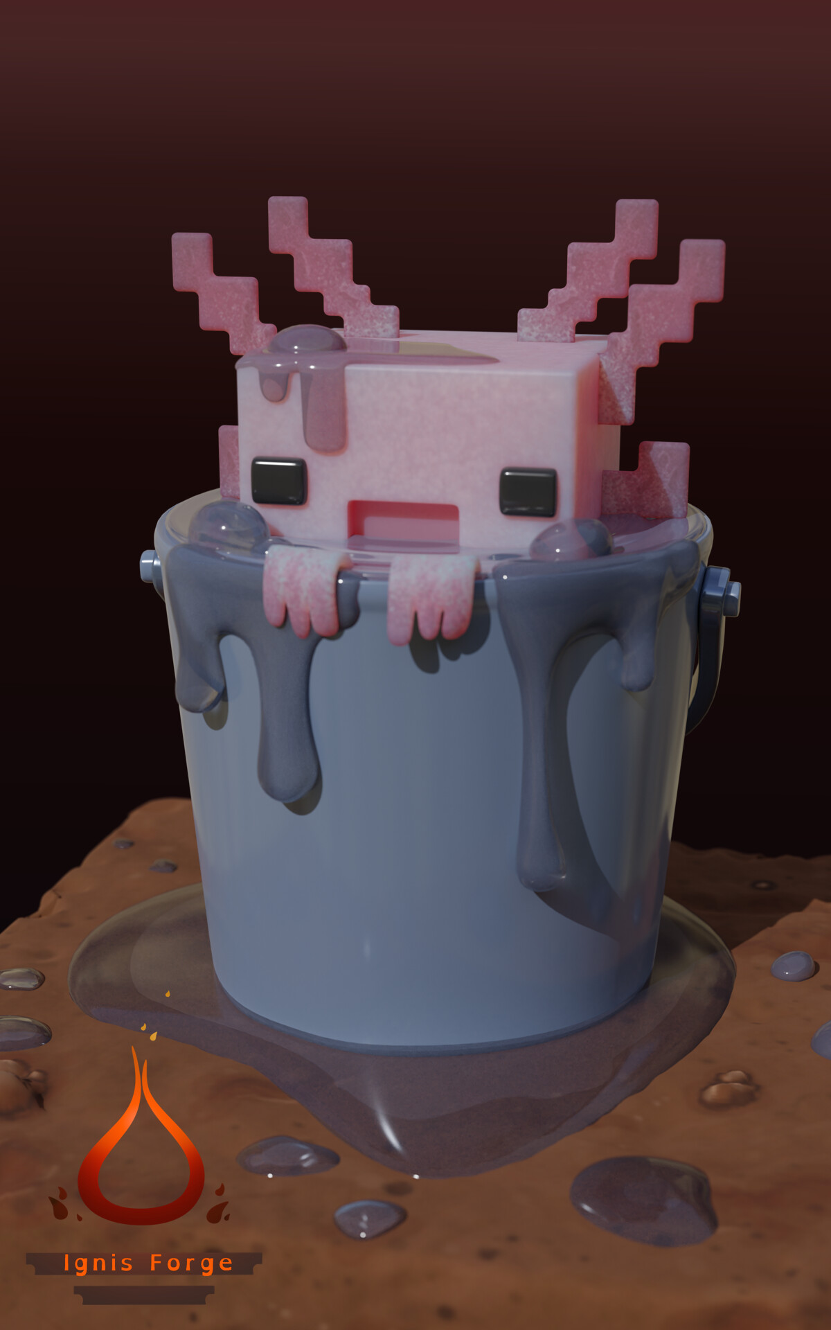 Artstation Axolotl From The Minecraft Cave Update Ignis Forge Studio