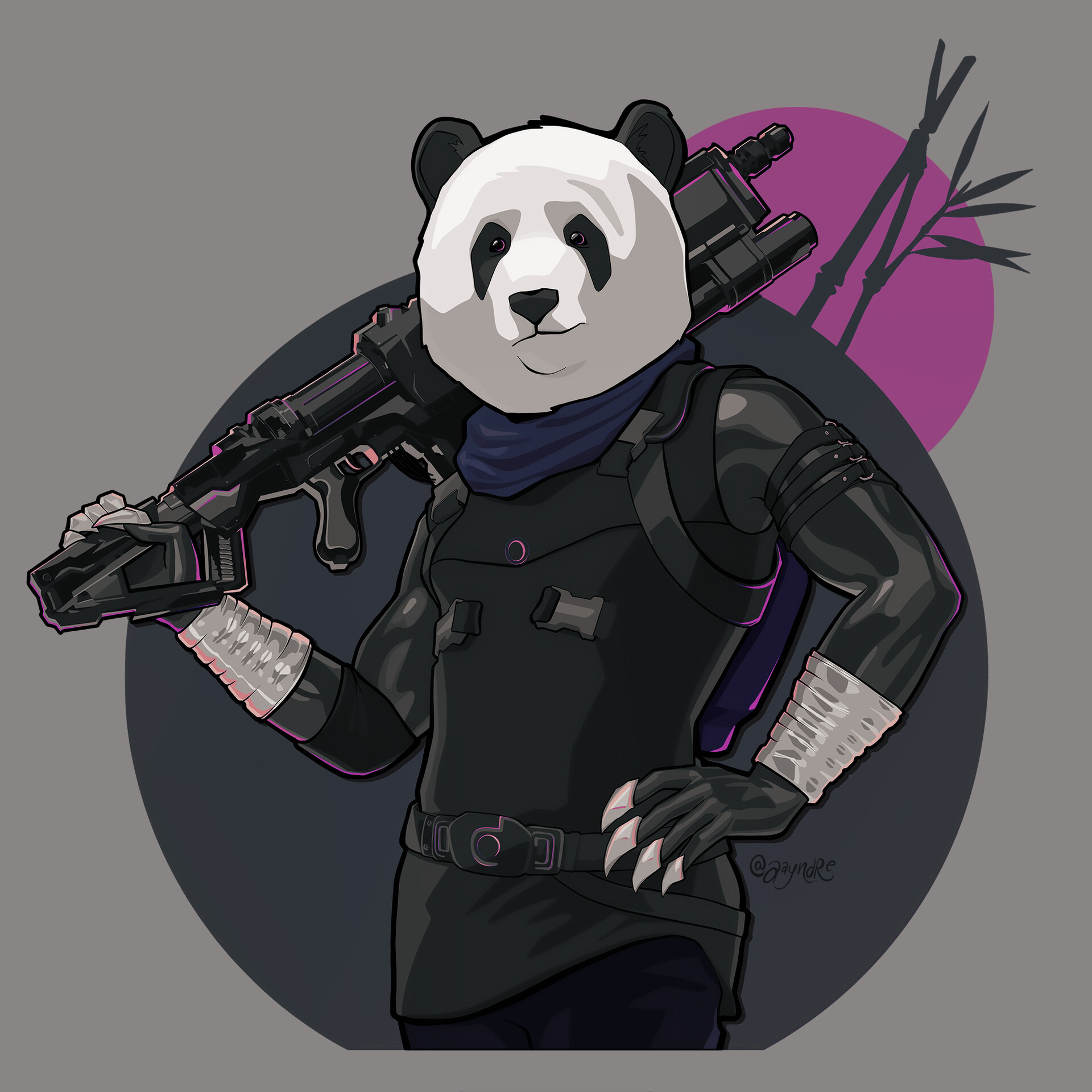 panda with machine gun