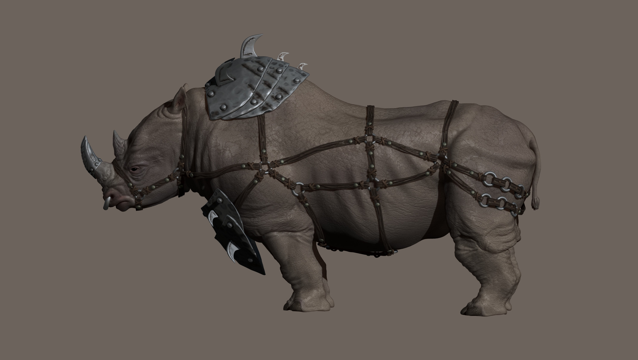 Side view of the High poly model with optional armor.