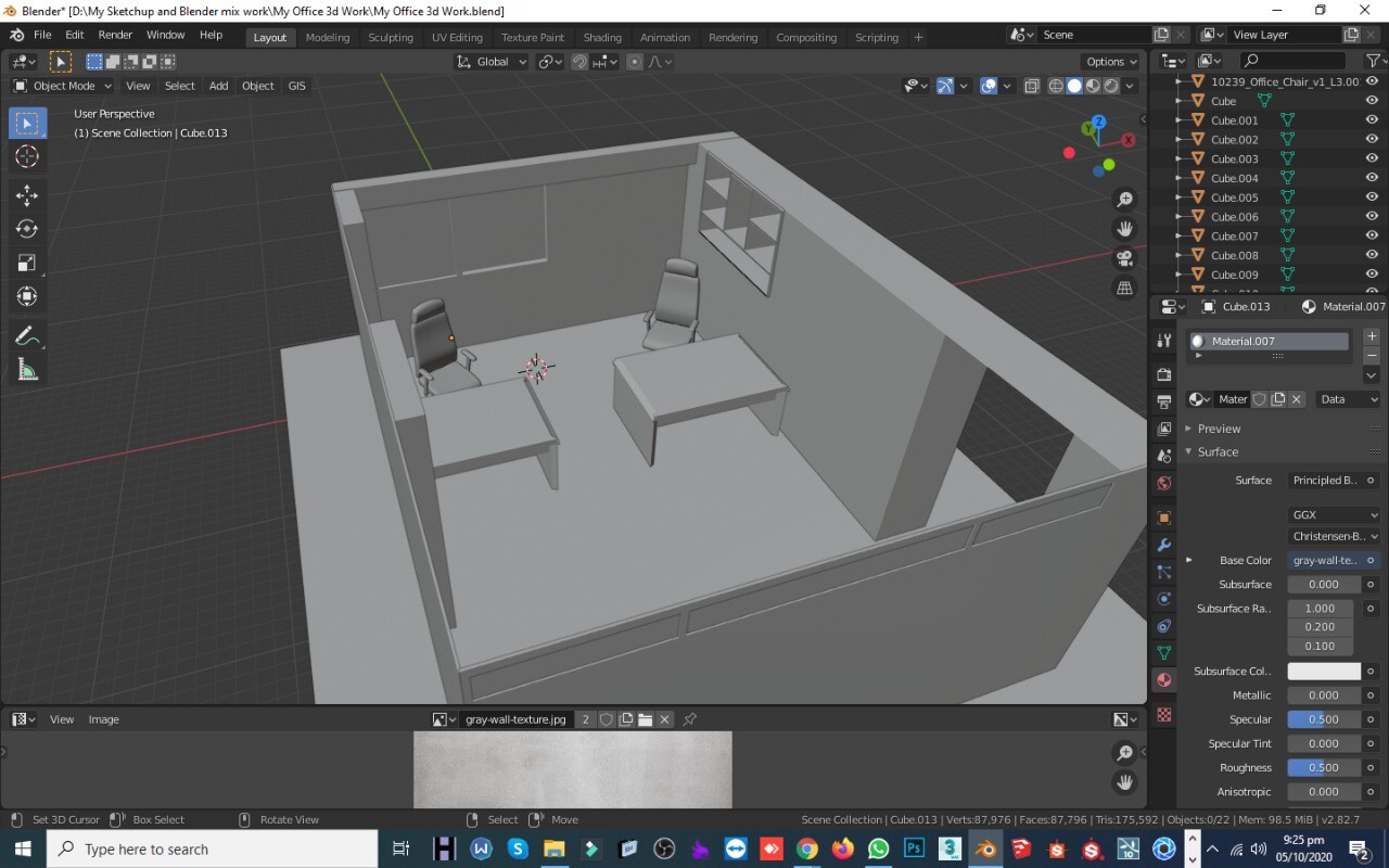 blender interior office 3d modelling