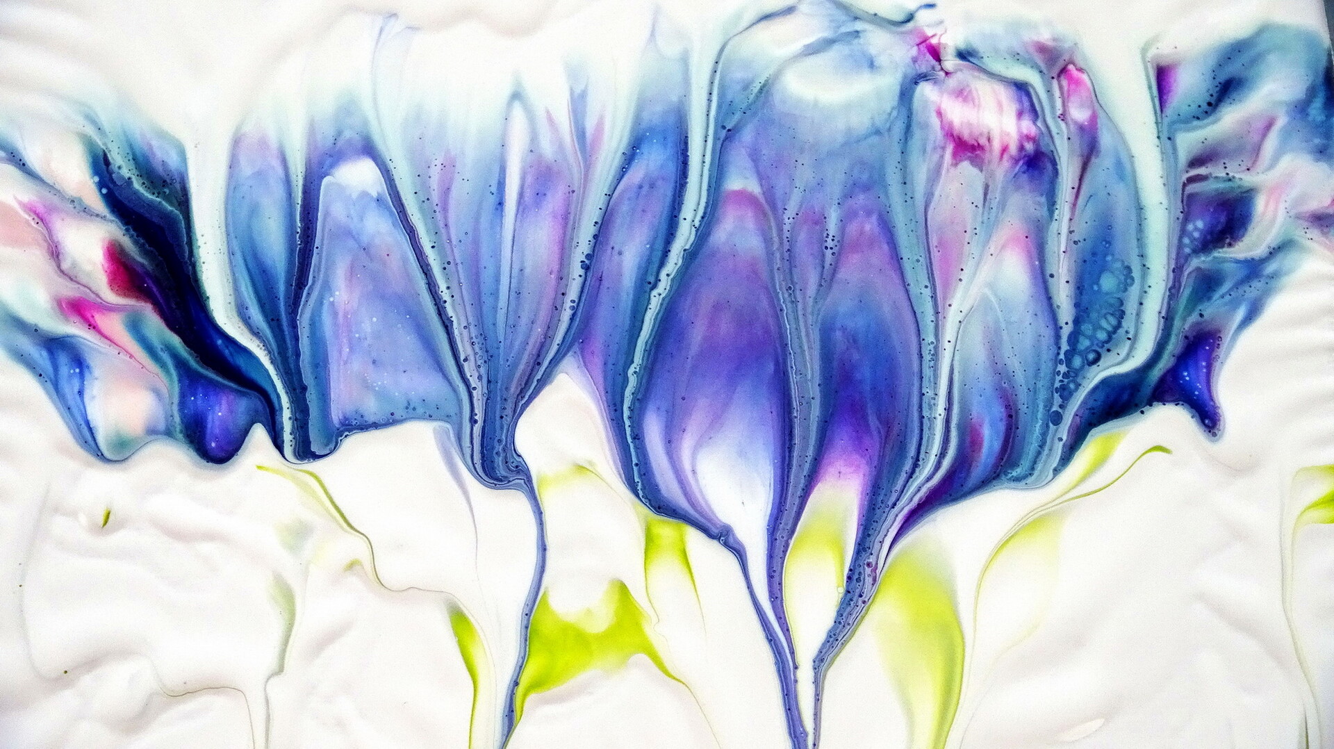 Fiona Art SIMPLE flower painting for BEGINNERS Diptych acrylic pour painting Dip technique