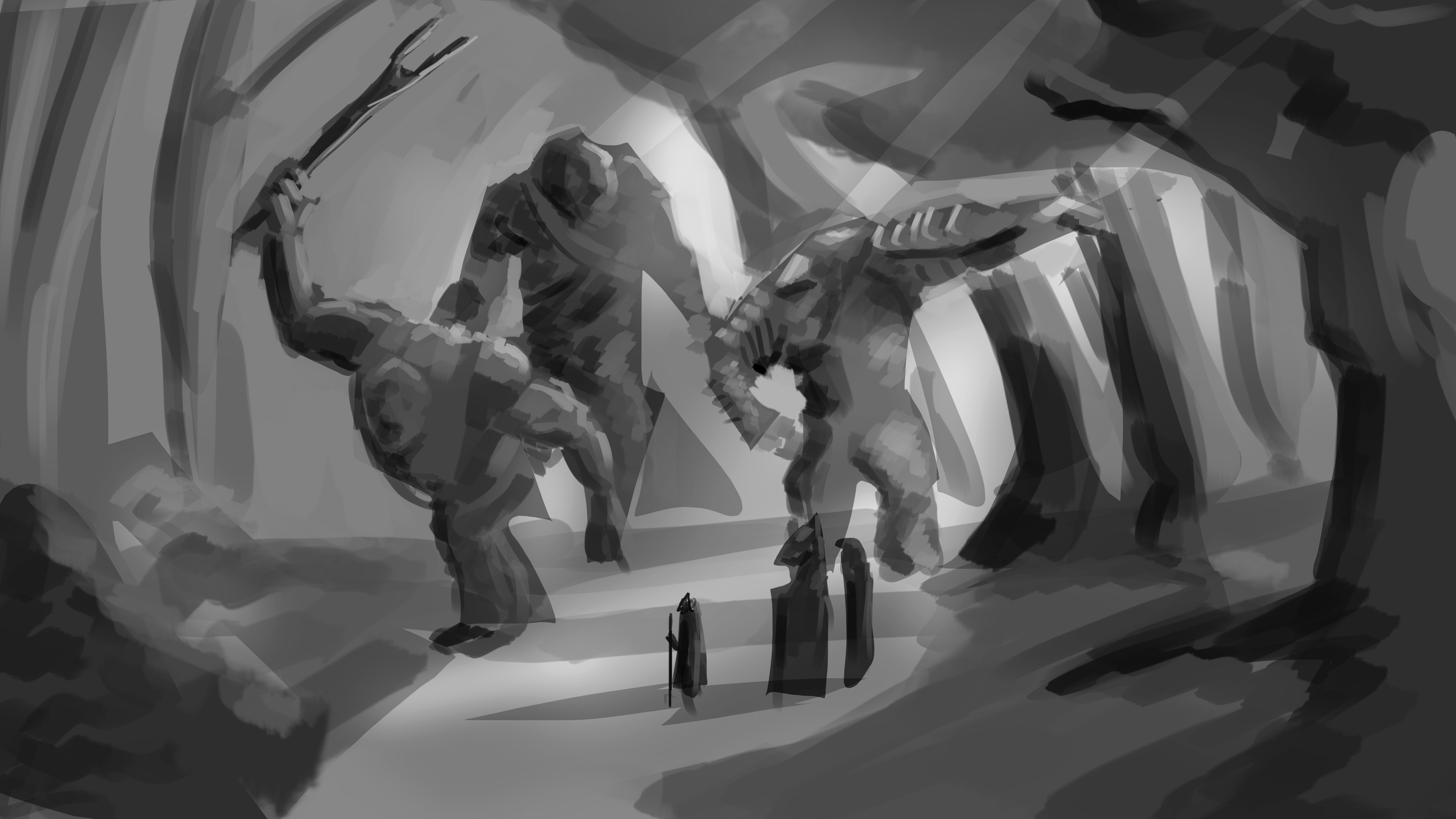 Black and White Initial Sketch