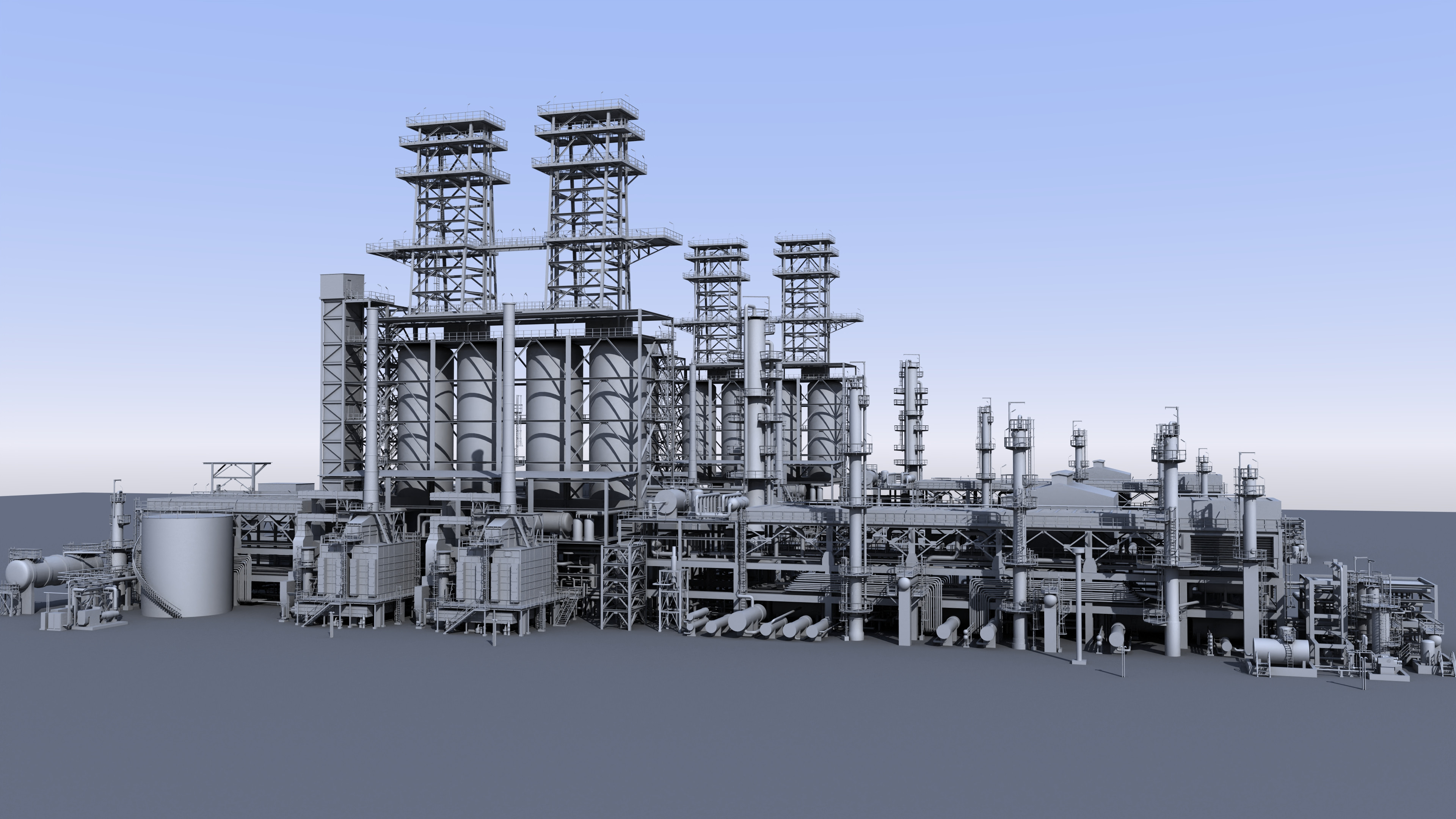 Coker unit section of oil refinery.