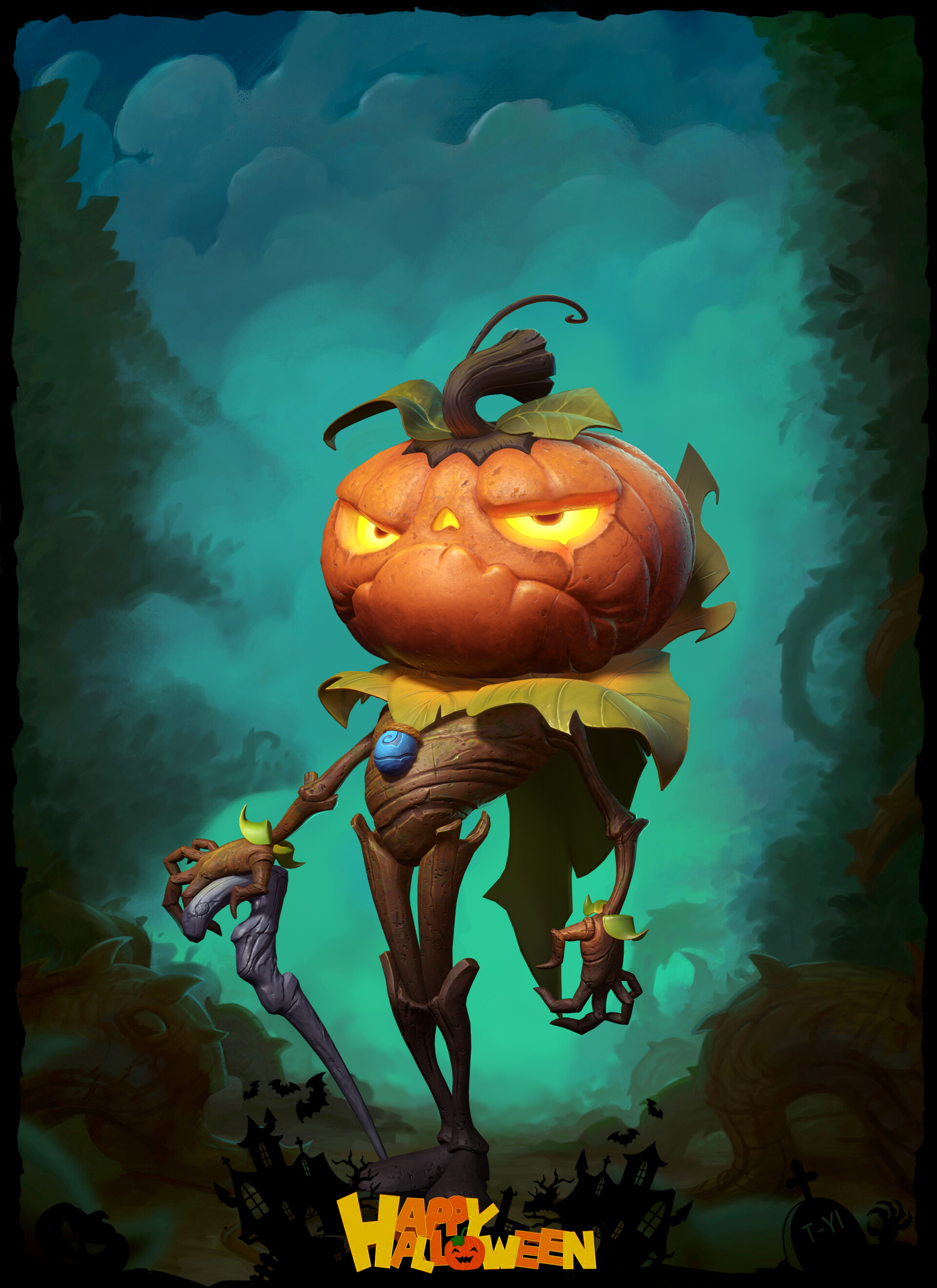ArtStation - Halloween pumpkin head