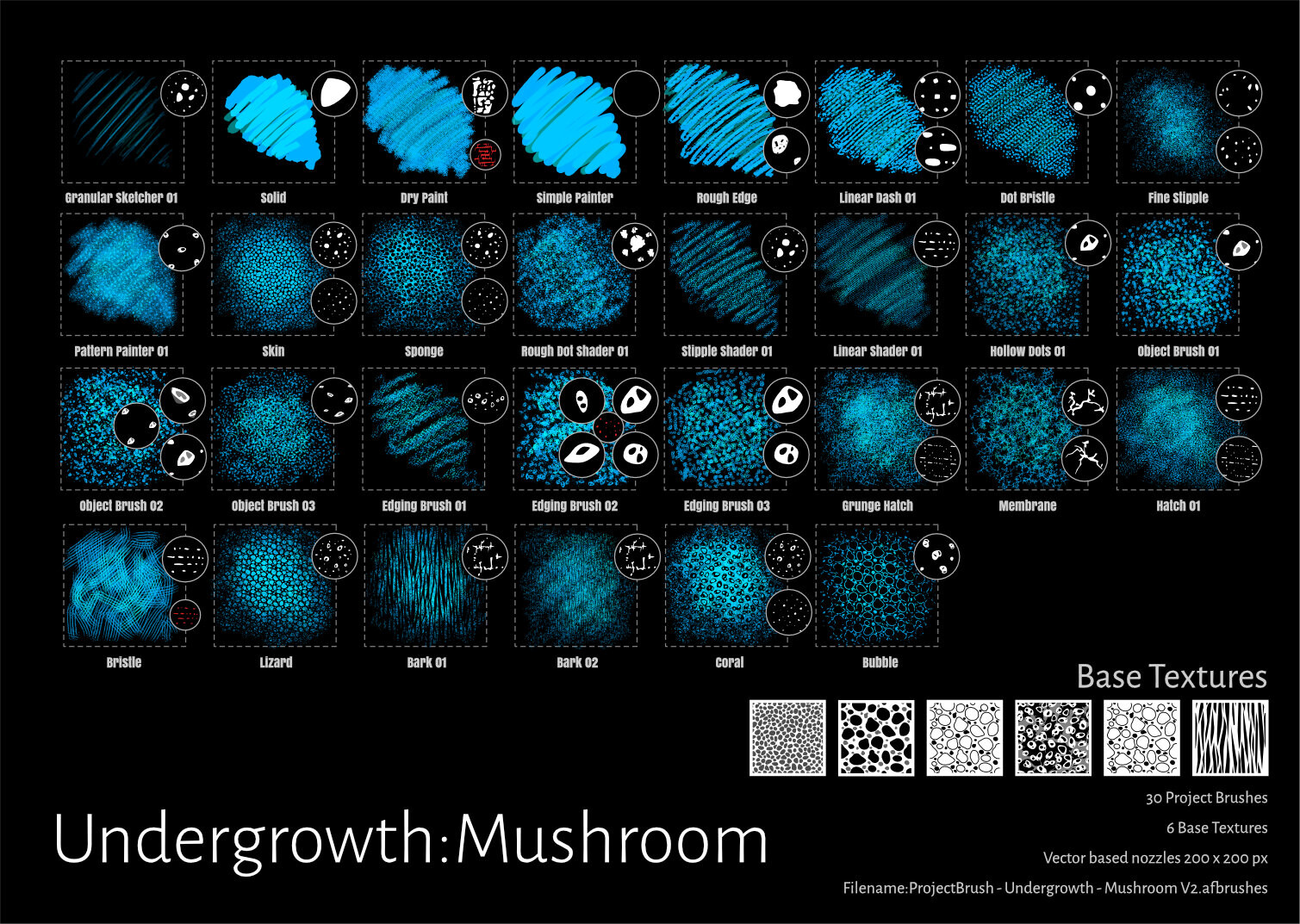 Undergrowth Mushroom
30 Raster Brushes and 6 base textures
