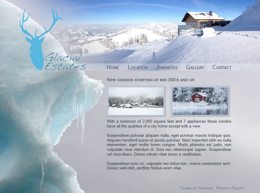 Glaical Estates Website Concept
