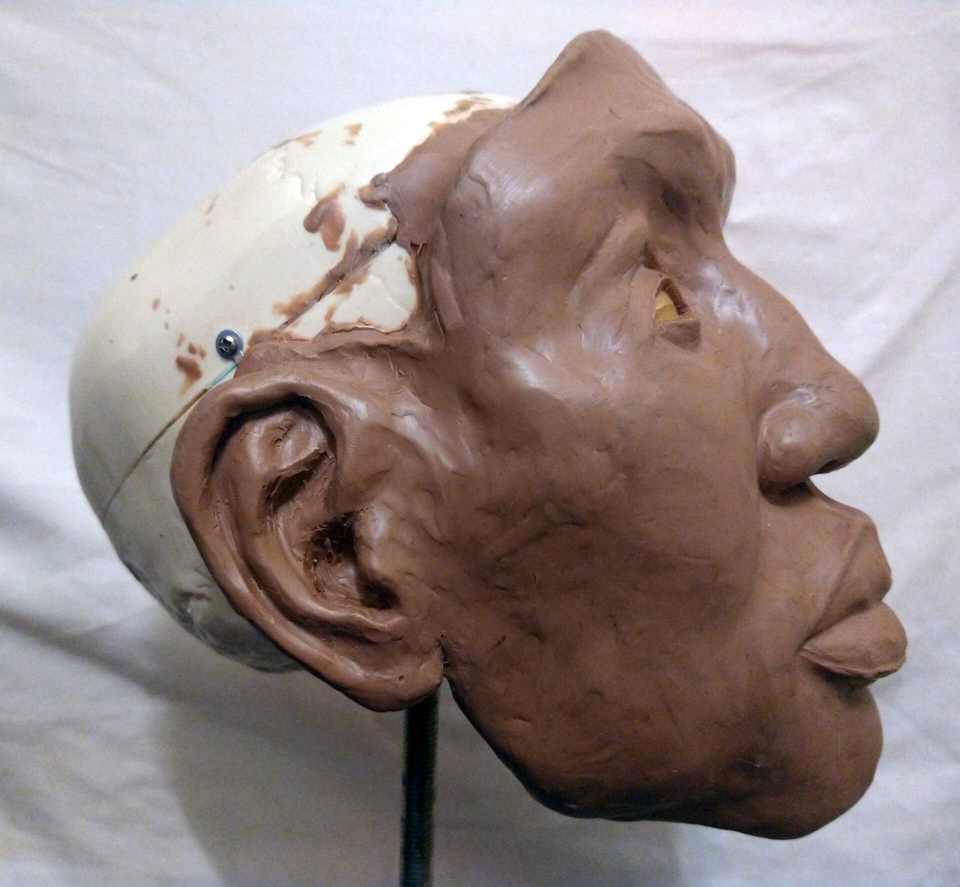 clay sculptures of faces