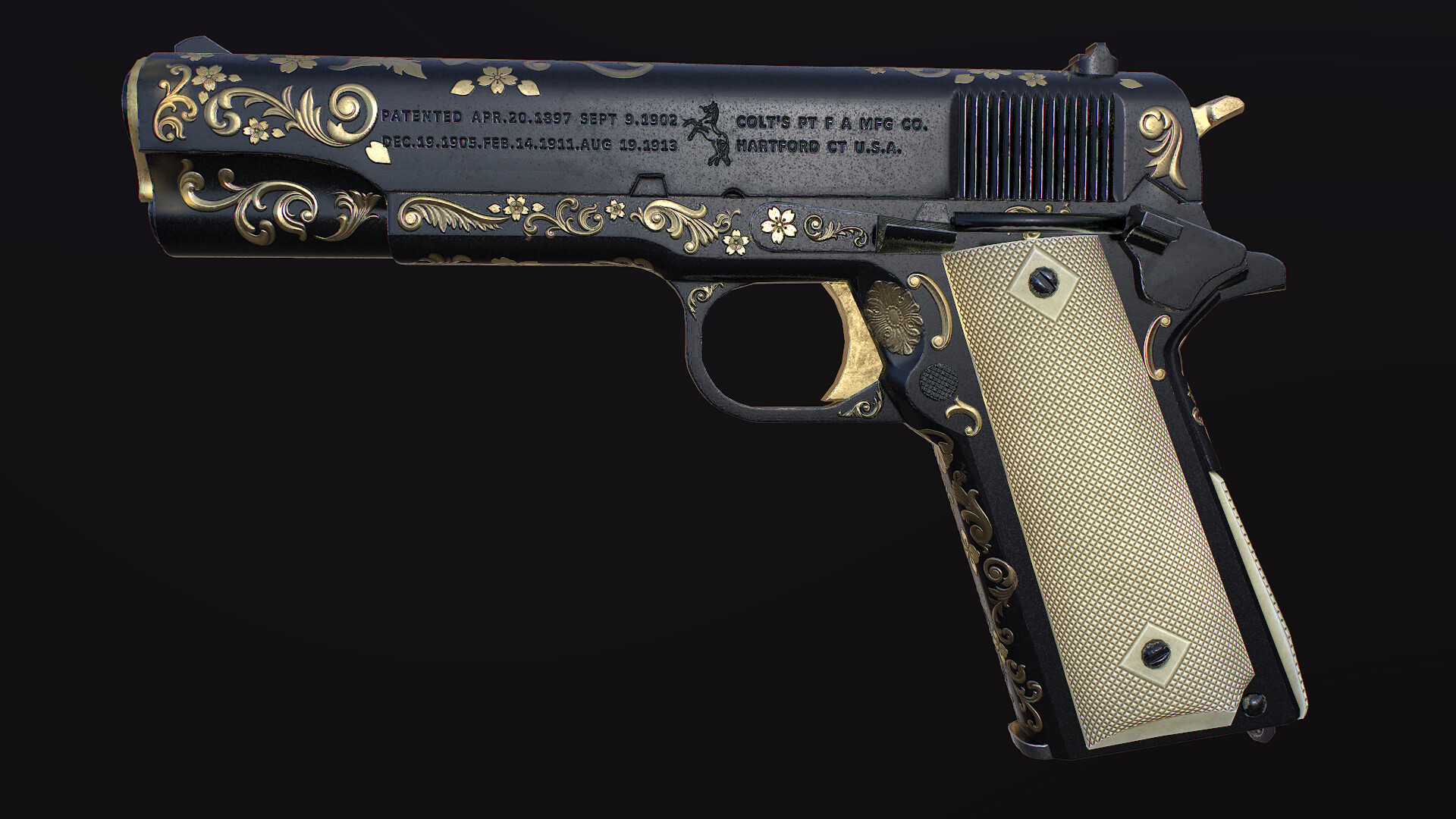 Colt 1911 Gold Inlay