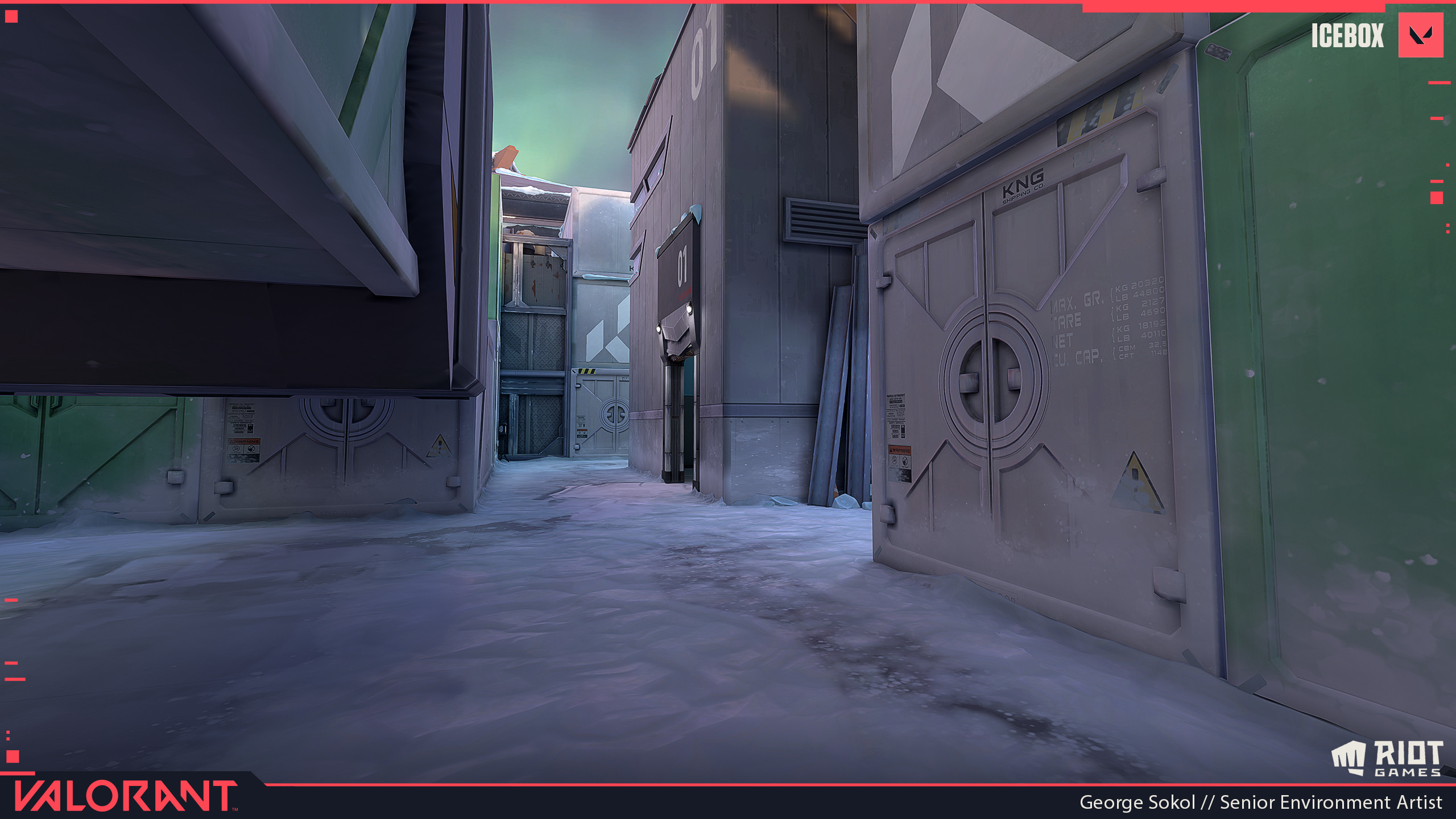 Attack Path B.  I did the initial blockout for this area, and helped others finish off the area by making a shader for blending snow up the sides of buildings and crates.