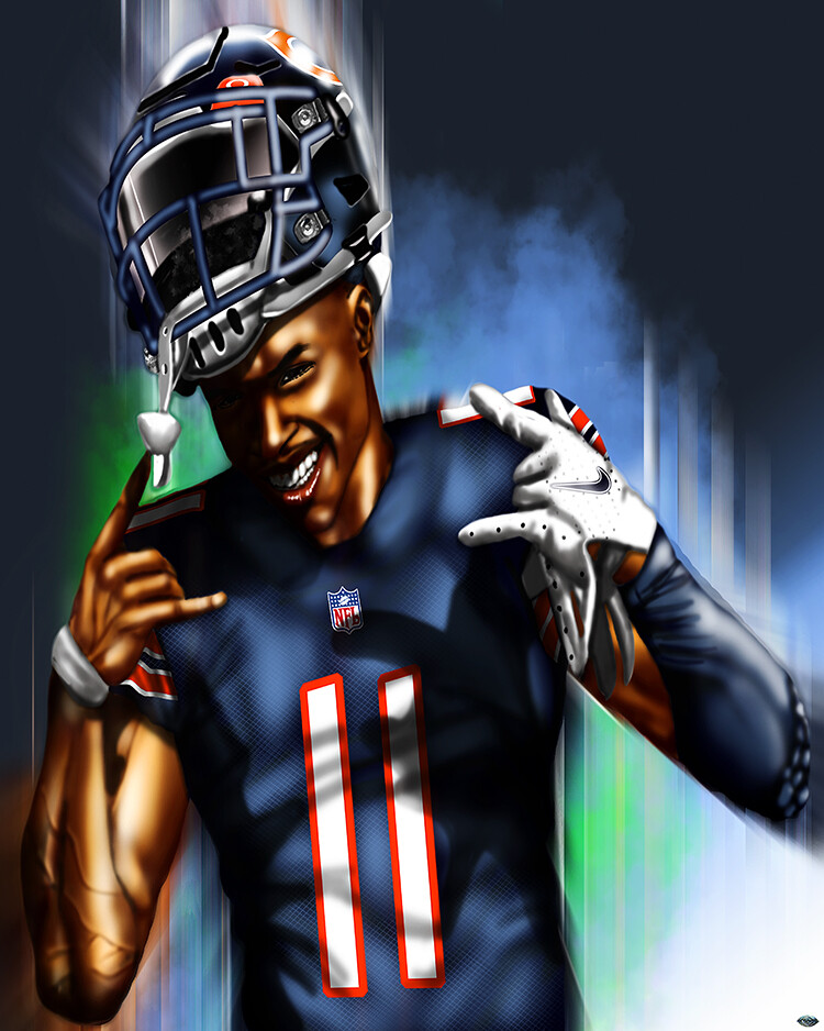 Brandon Whitehead - Chicago Bears Rookie Darnell Mooney Painting