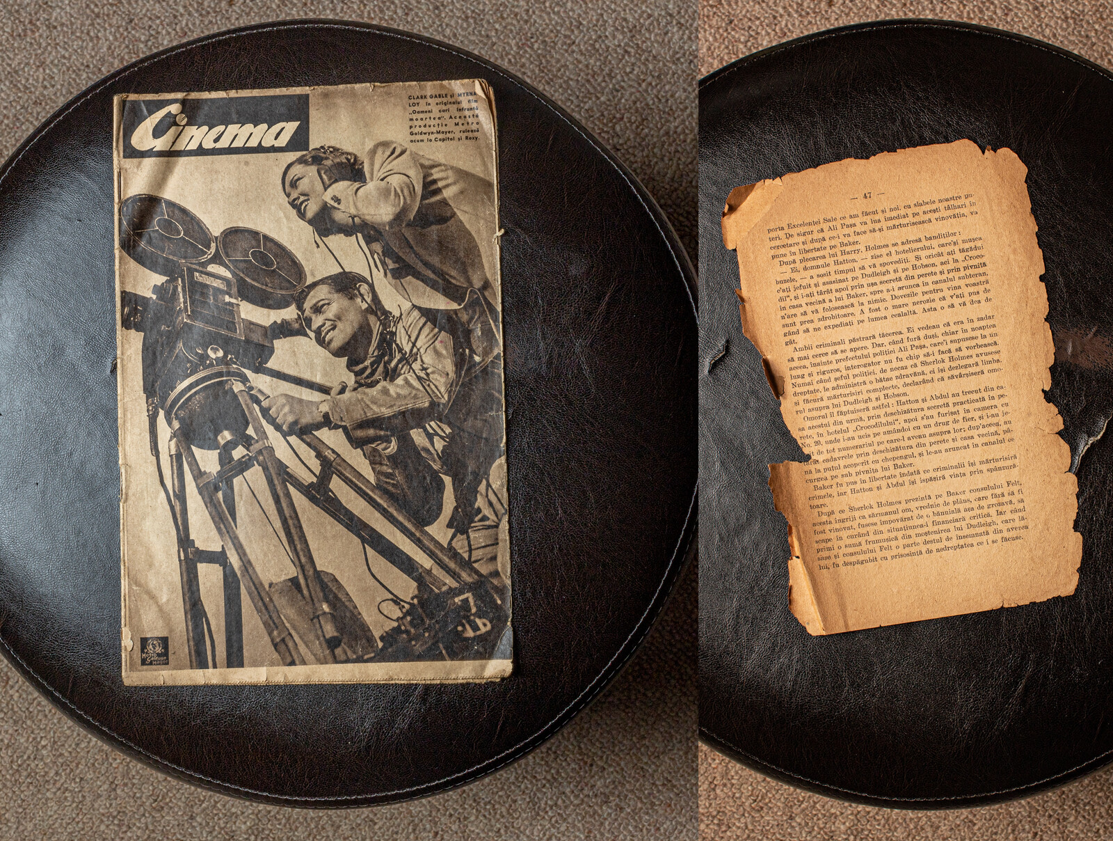 I found a torn paper from an old book and a "Cinema" magazine from 1939 and i just took photos of them with my canon 6d mk 2 photo camera.