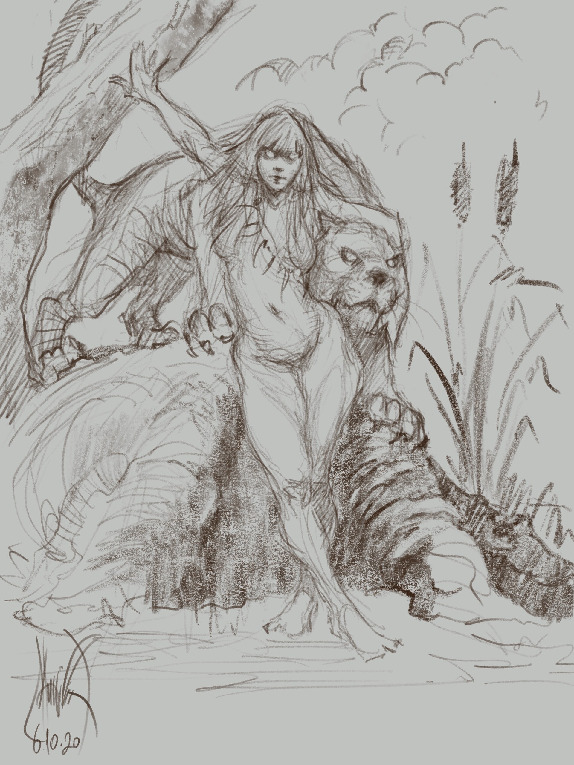 Artstation - Frank Frazetta Inspired Drawing With Digital Paint On Ipad Pro.