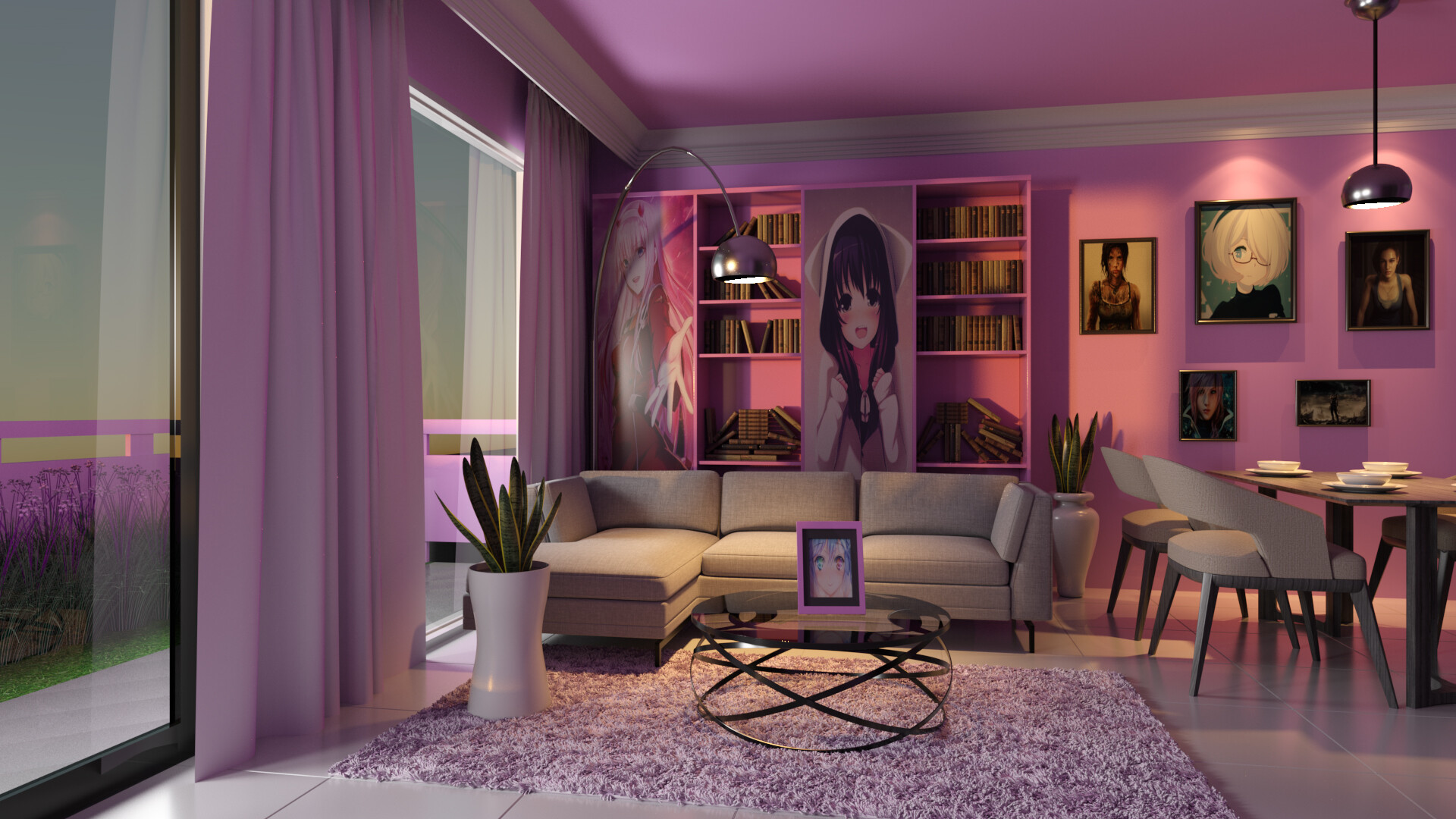 Weeb Room Artstation 3d Modeling Pink Weeaboo Living Room Ridho Hijri Elriyanto 3d modeling pink weeaboo living room