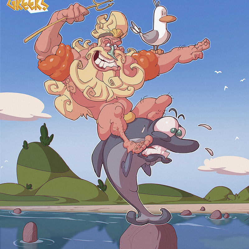 Poseidon Ridin' the Dolphin!
