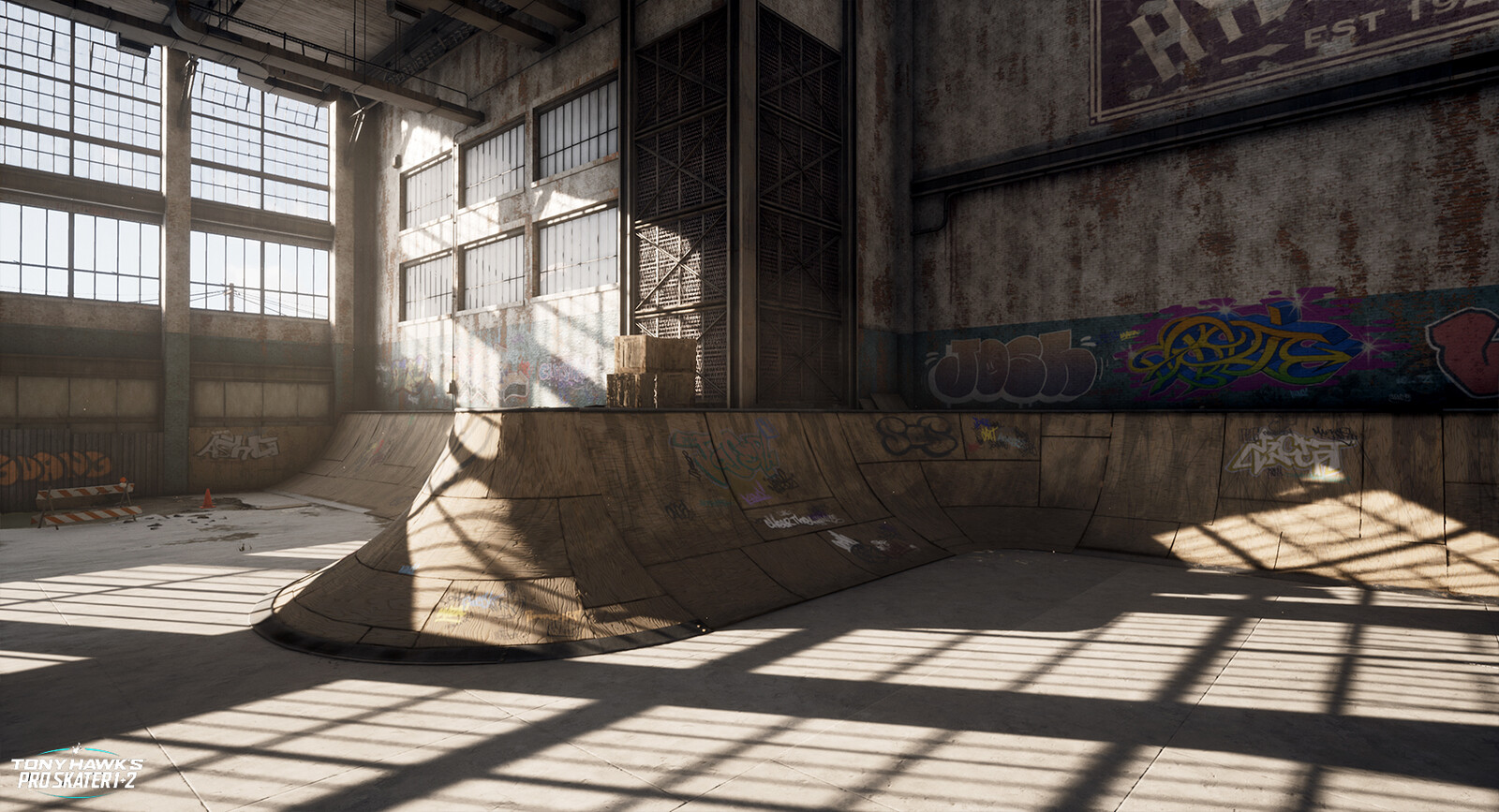 Other section of the long halfpipe in Warehouse, as well as more of the placed Graffiti.