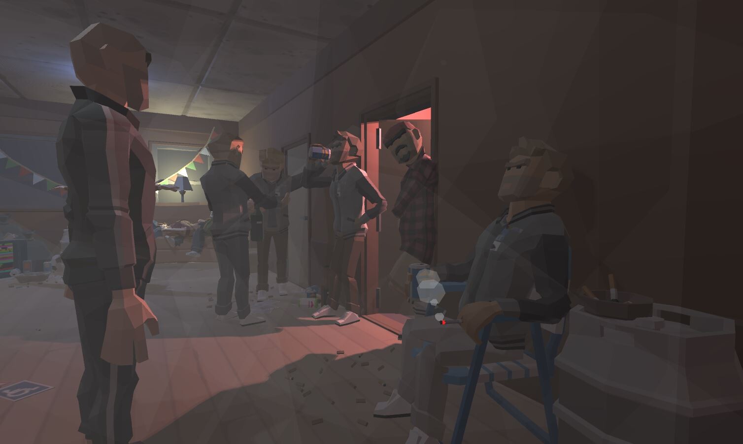 at the end of the corridor is our goal, one of the simple ways to show this is the "red" light indicating the danger awaiting the player