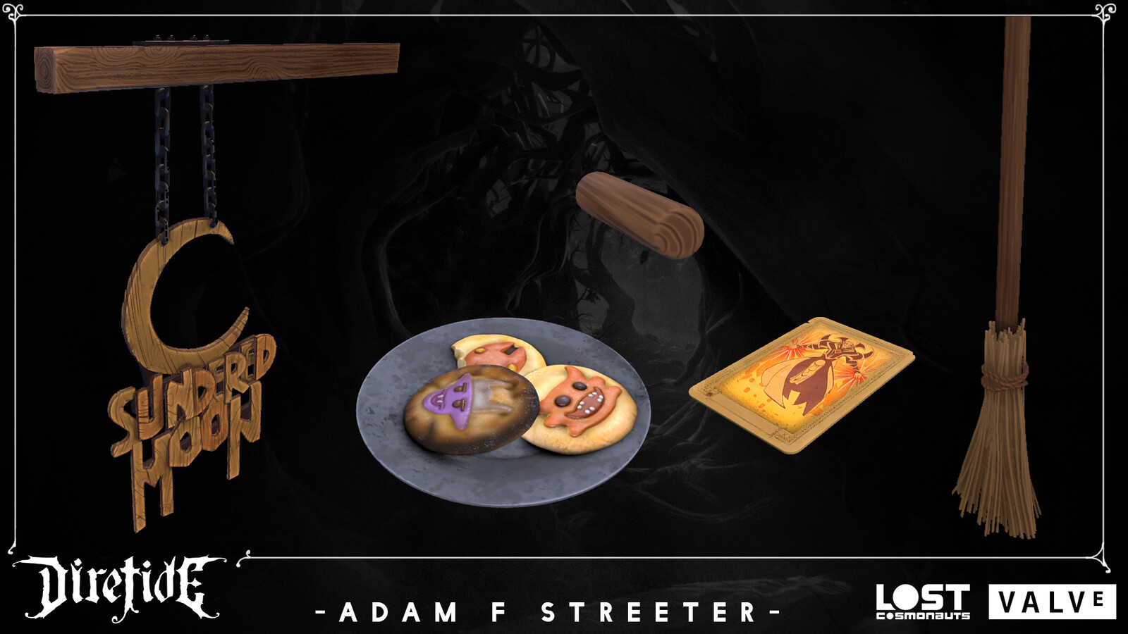 More various props! Including wood peg!
Sundered Moon sign textured by me. Rigging by Valve.
Tarot Card materials by Valve.