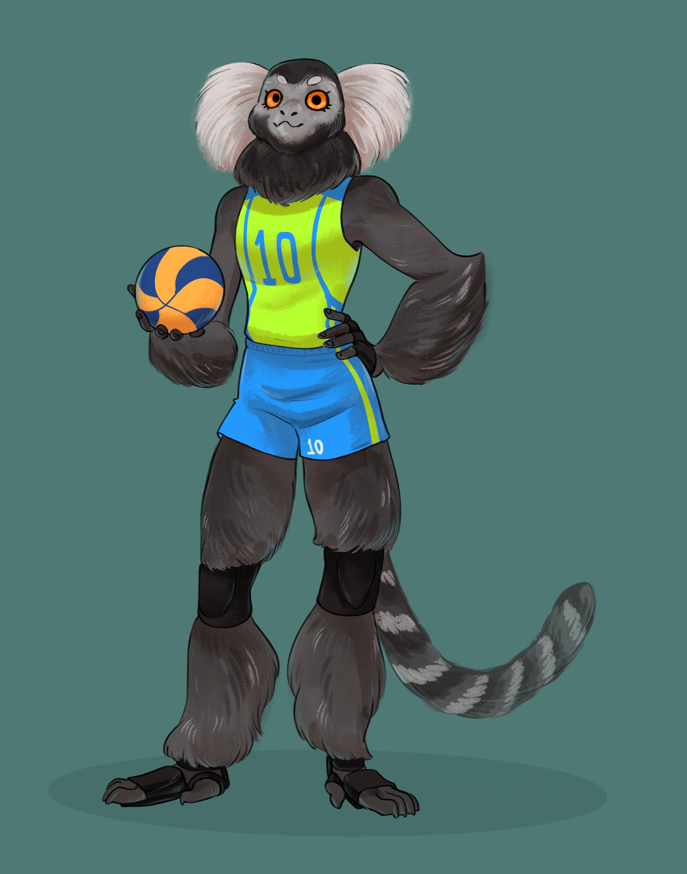 Sagui character for a discord volleyball team, had a lot of fun designing his “shoes”.