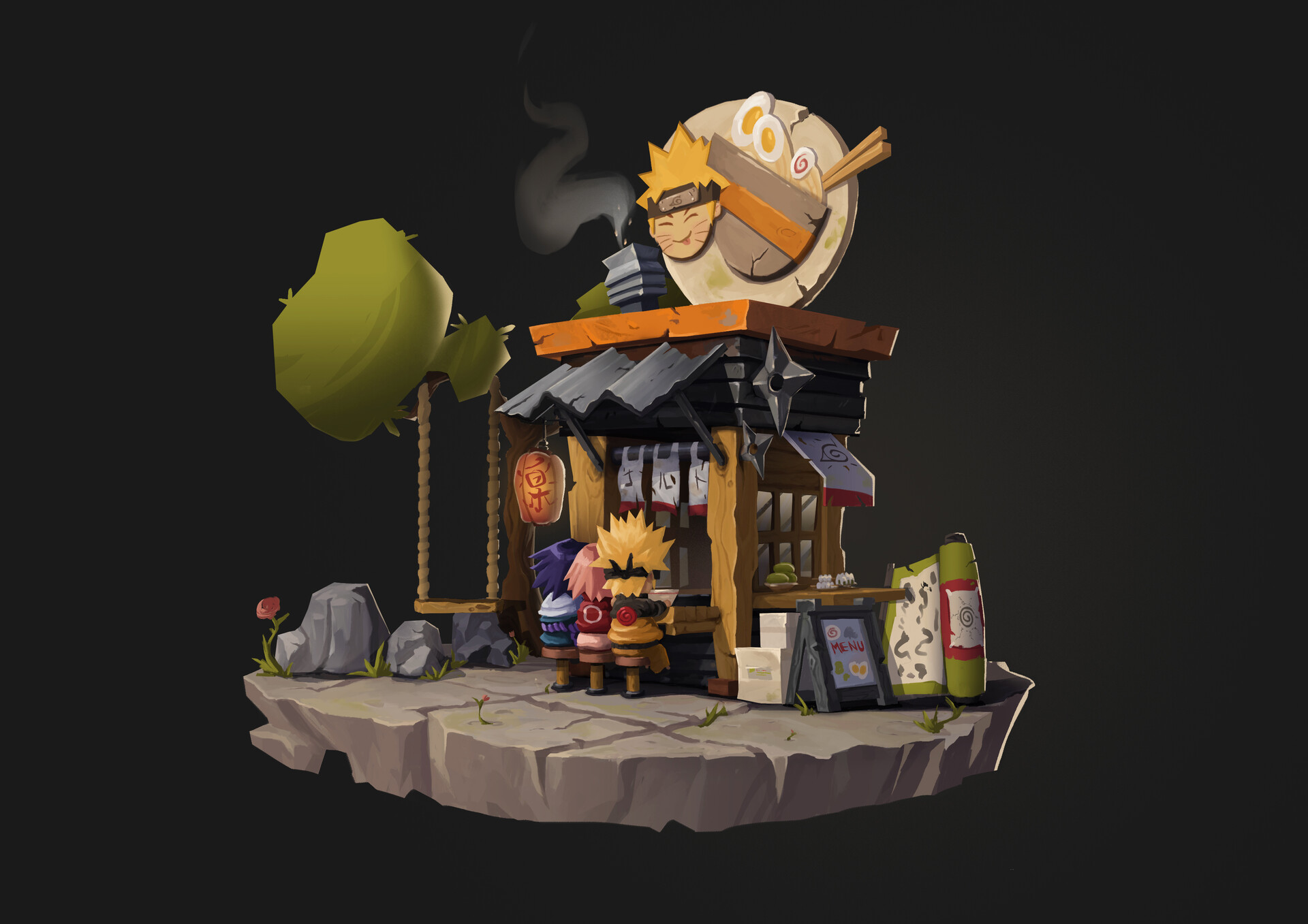 ArtStation "Naruto" ramen bar, AI DA