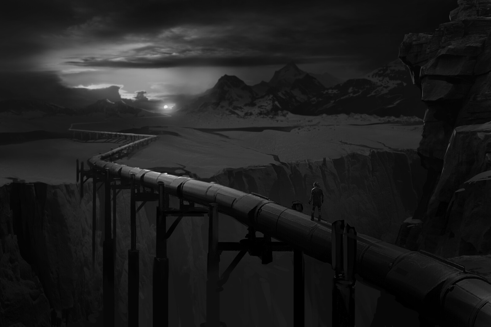 The pipeline running sunward