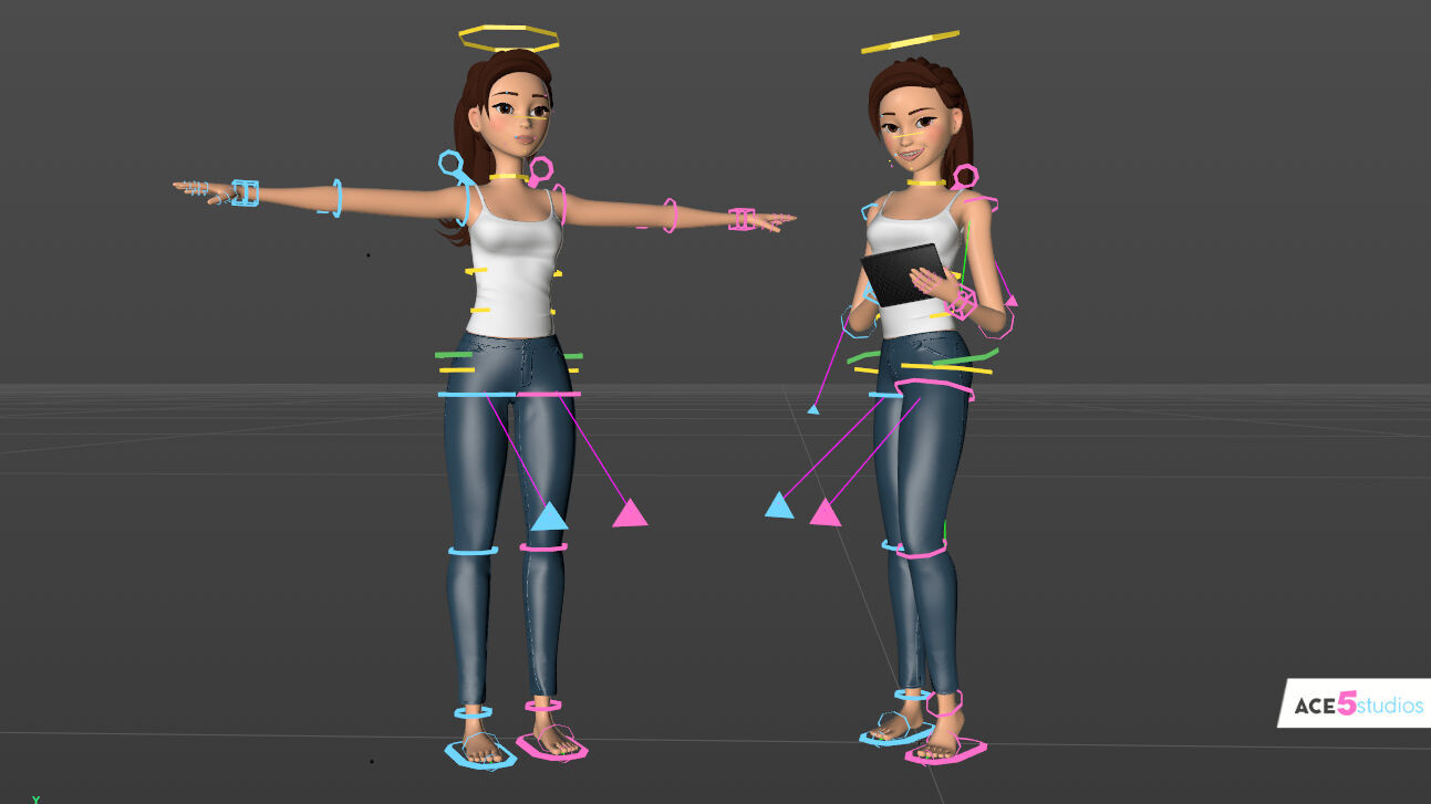 Rigged in C4D - you can use her in your own projects!