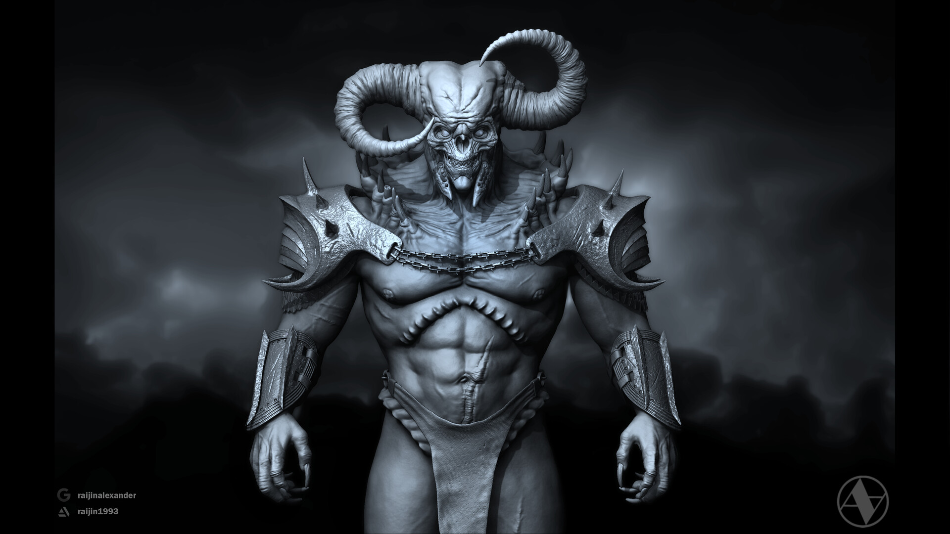 artstation 雷神 dahaka demon of