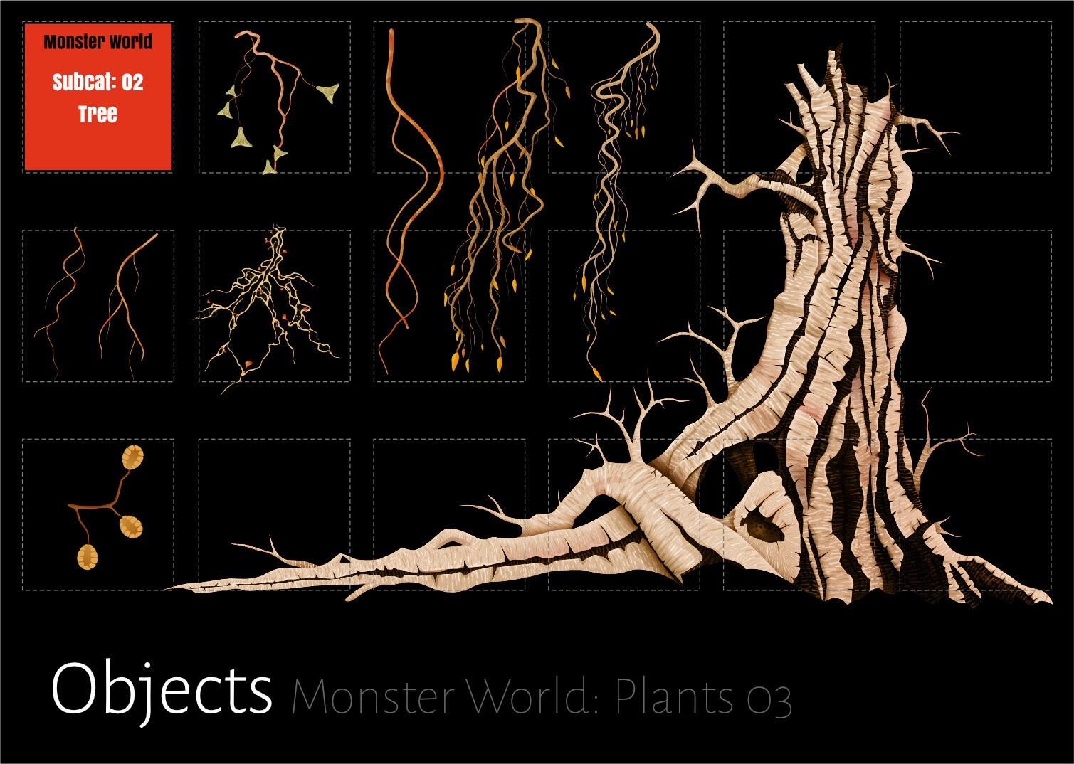 Monster World Assets: Tree Base o1