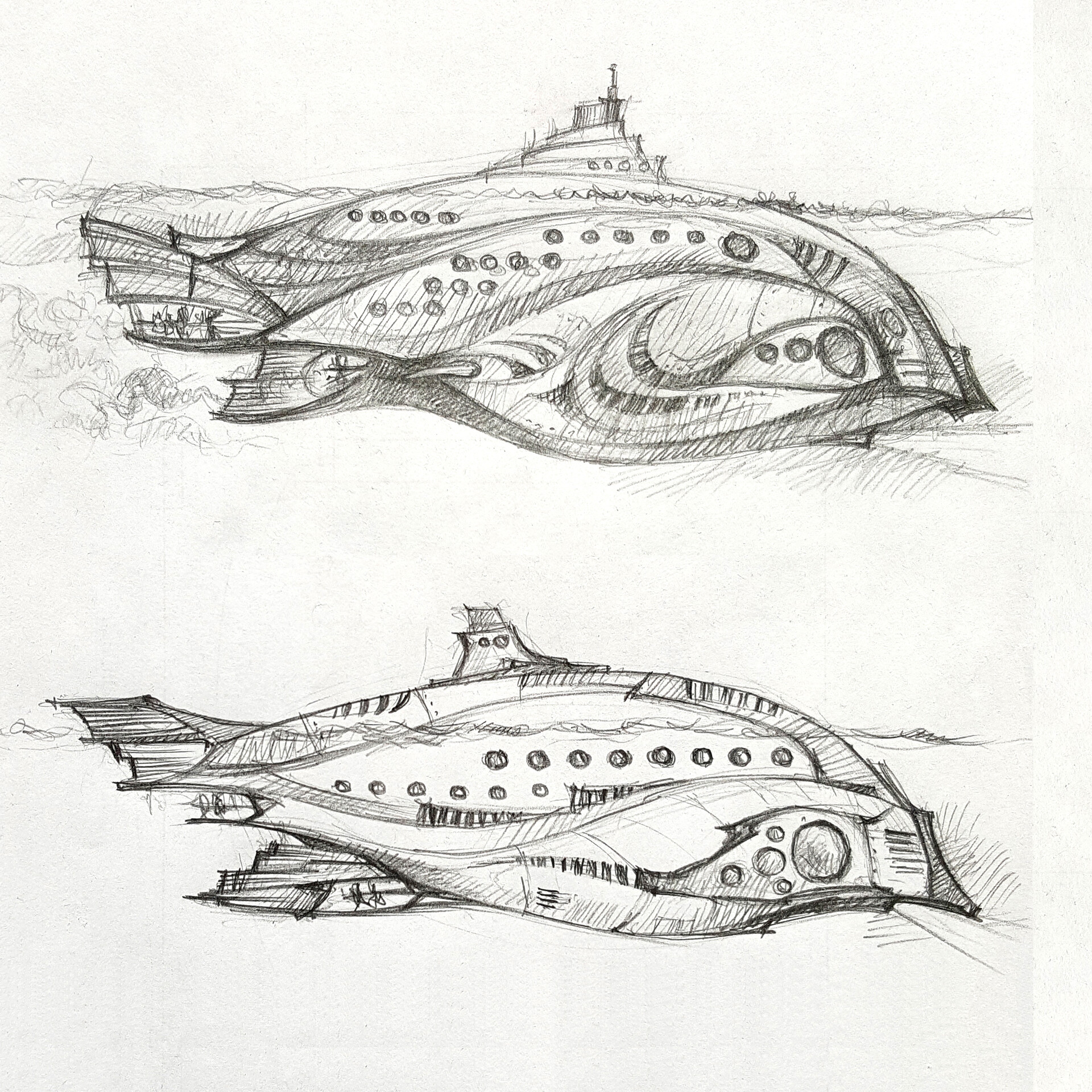 prompthunt Hyper realistic 4k leonardo da vinci style steampunk  Nautilus submarine sketch